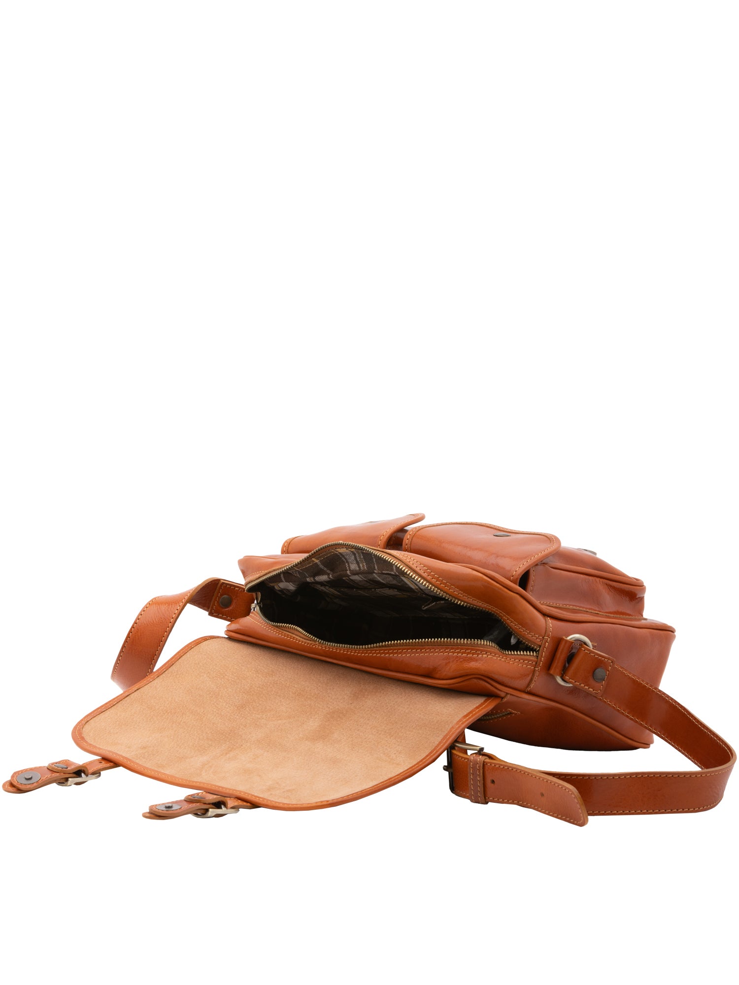 Crossbody bag I Fratelli Women Genuine leather -Tmoro Cognac