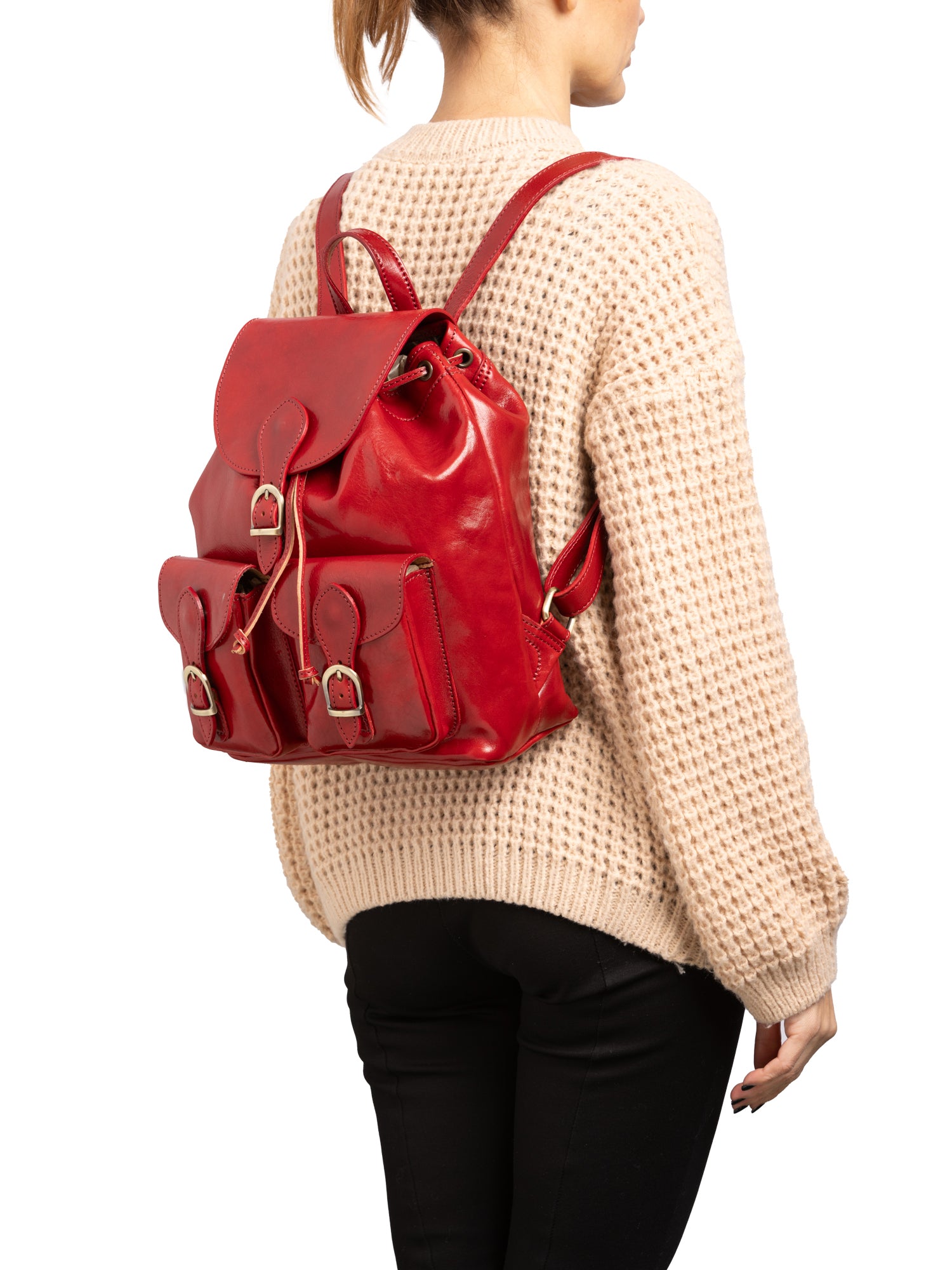 Shoulder Bag I Fratelli Women Genuine leather -Nero Rosso