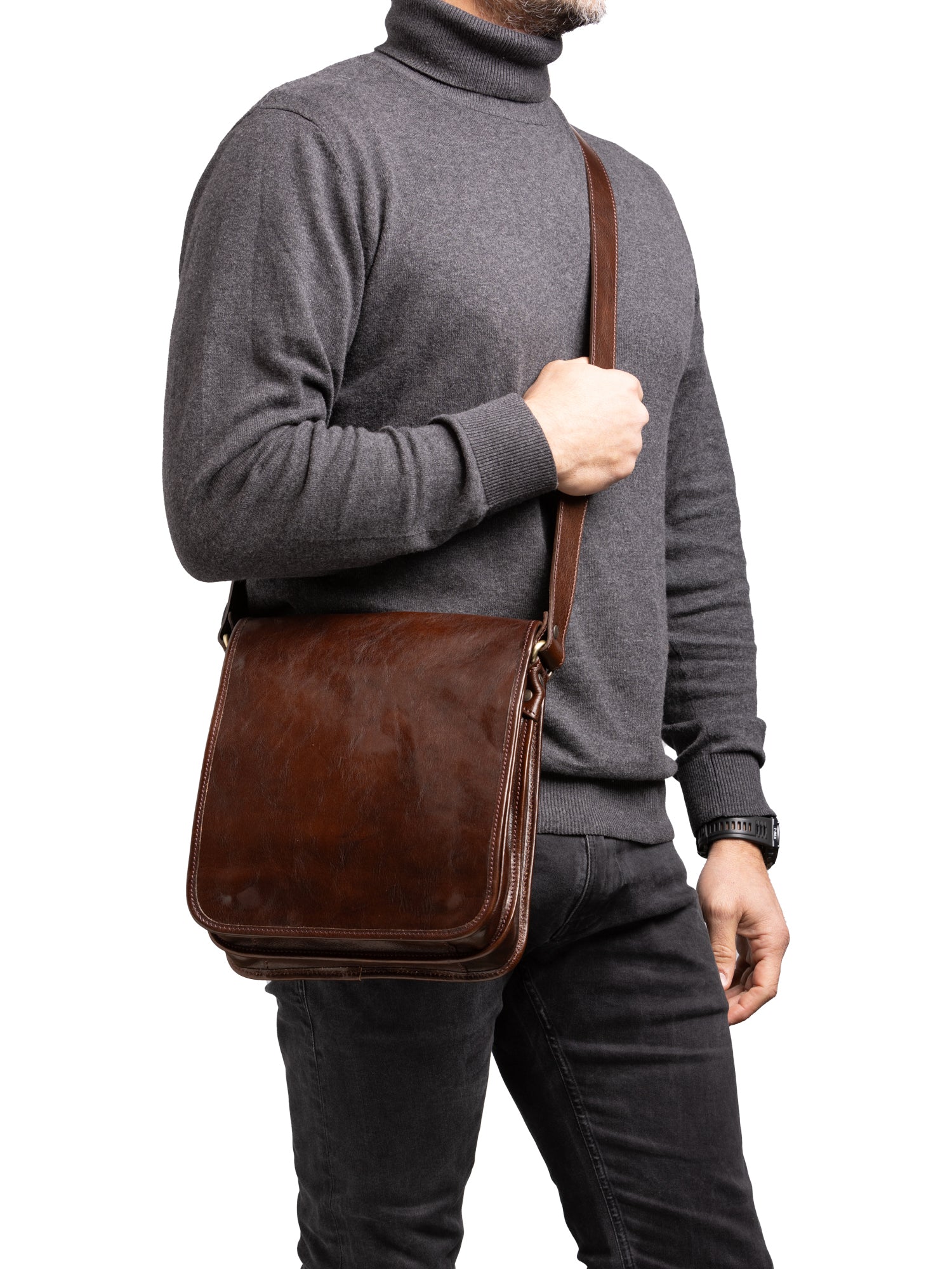 Crossbody bag I Fratelli Men Genuine leather -Marrone Testa di moro