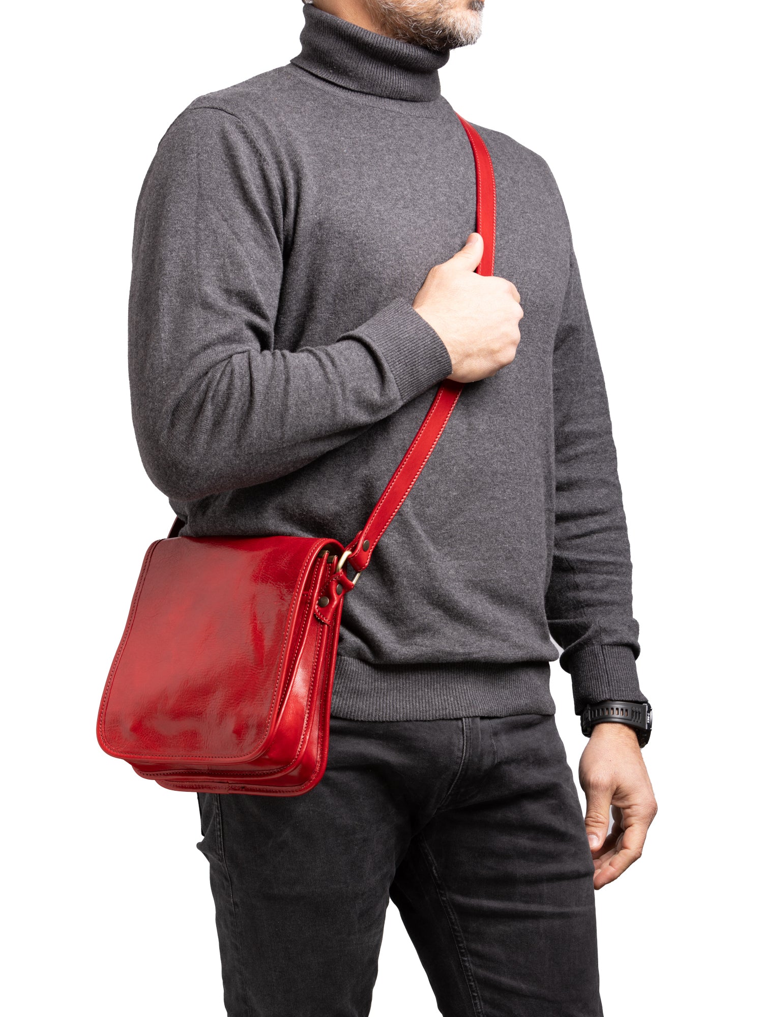Crossbody bag I Fratelli Men Genuine leather -Verde Rosso
