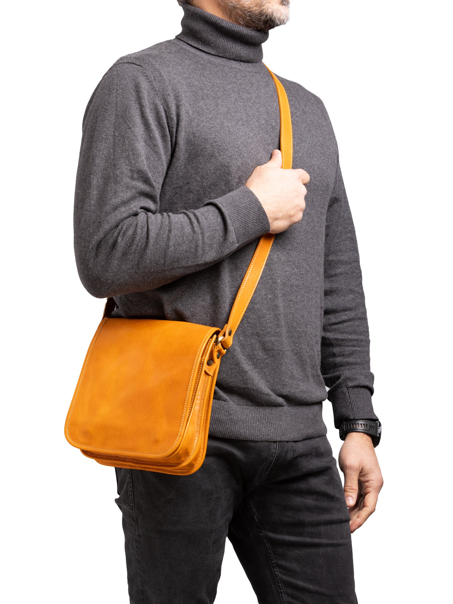 Crossbody bag I Fratelli Men Genuine leather -Verde Senape