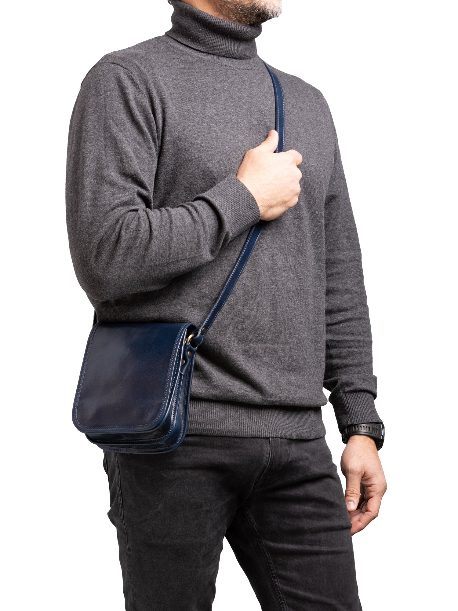 Crossbody bag I Fratelli Men Genuine leather -Senape Blu