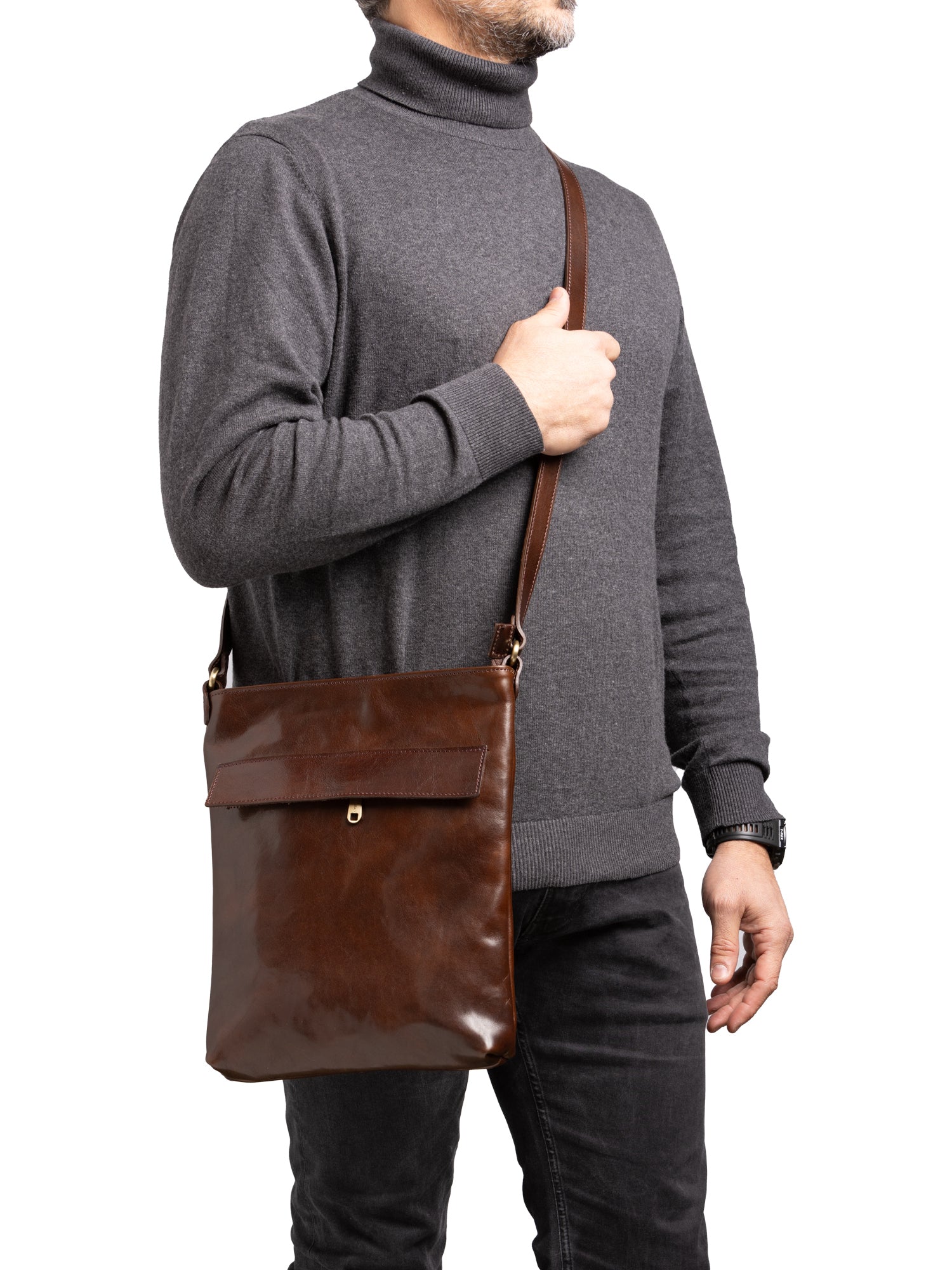 Crossbody bag I Fratelli Men Genuine leather -Nero Testa di moro