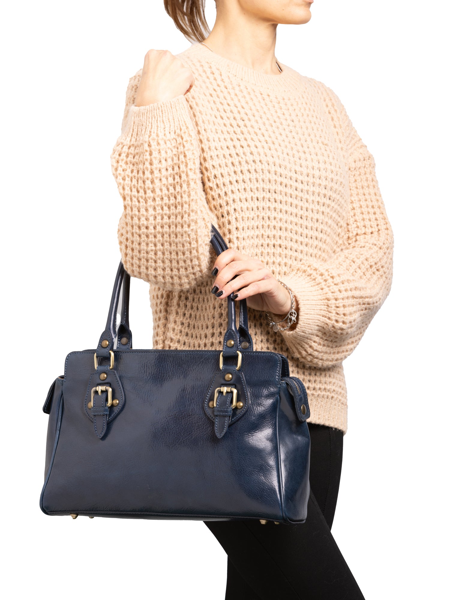 Handbag I Fratelli Women Genuine leather -Marrone Blu