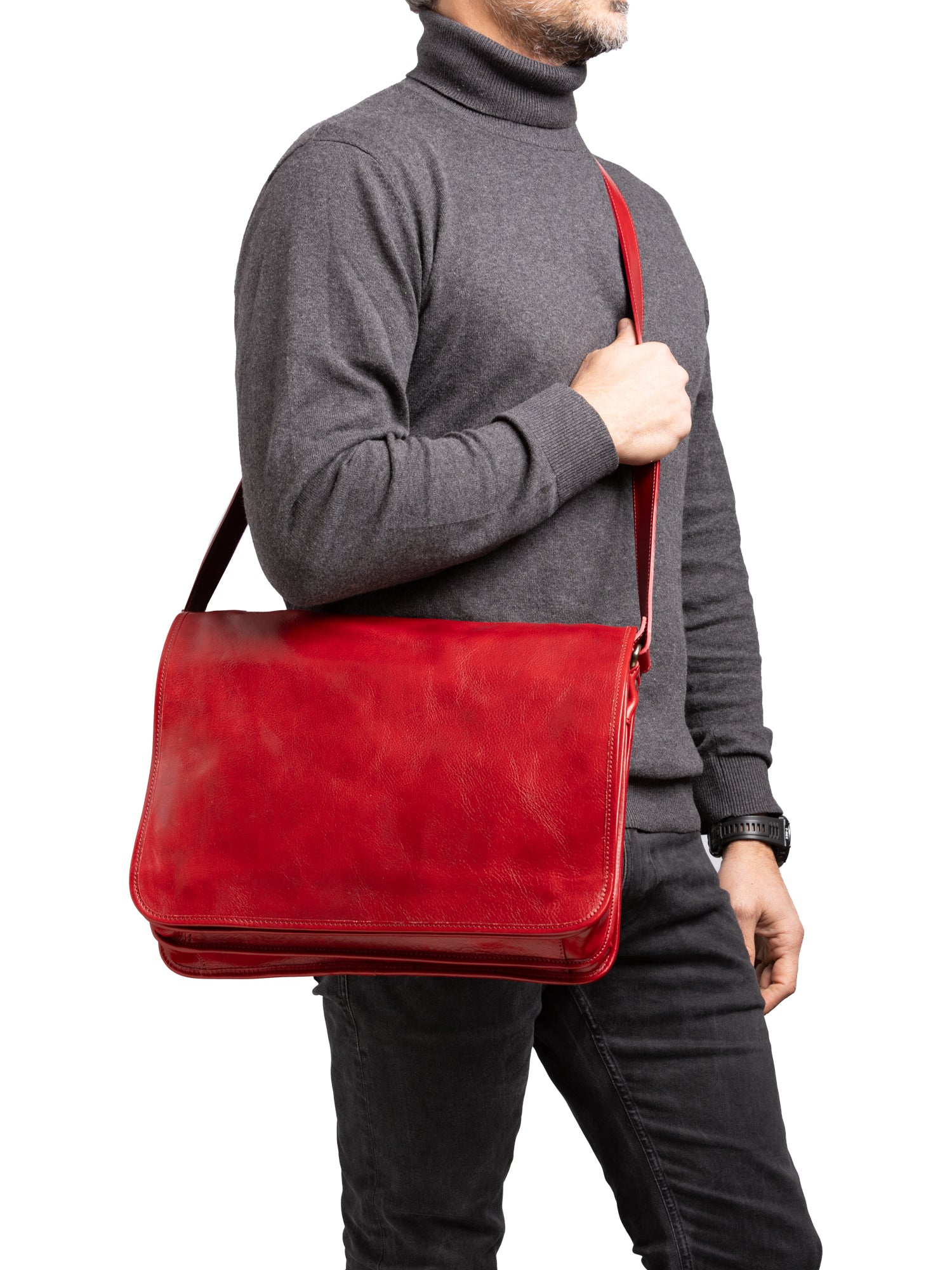 Crossbody bag I Fratelli Men Genuine leather -Marrone Rosso