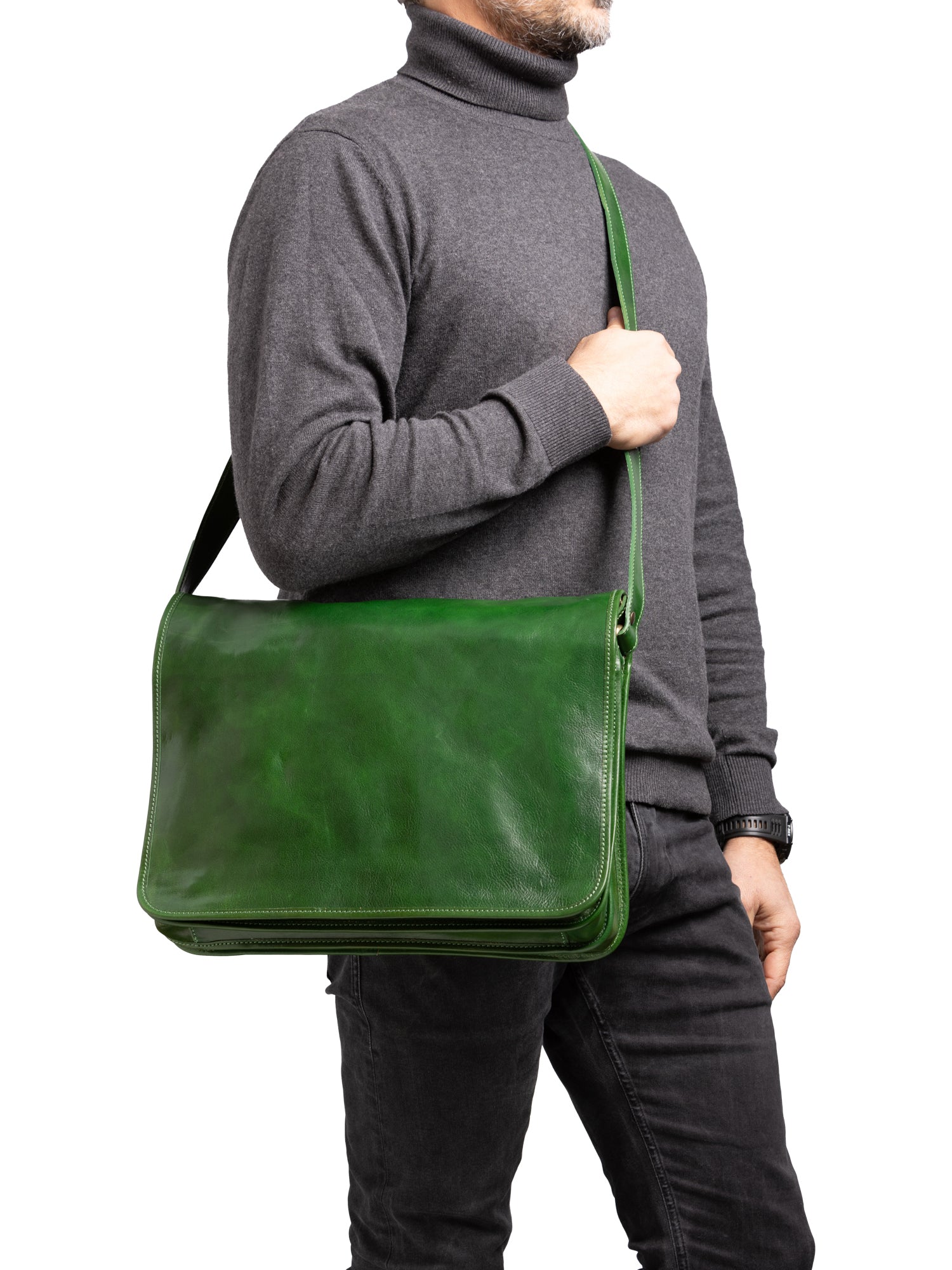 Crossbody bag I Fratelli Men Genuine leather -Marrone Verde