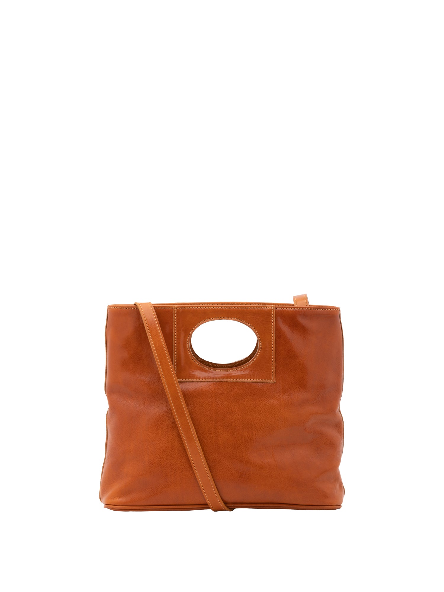Crossbody bag I Fratelli Women Genuine leather -Blu Cognac