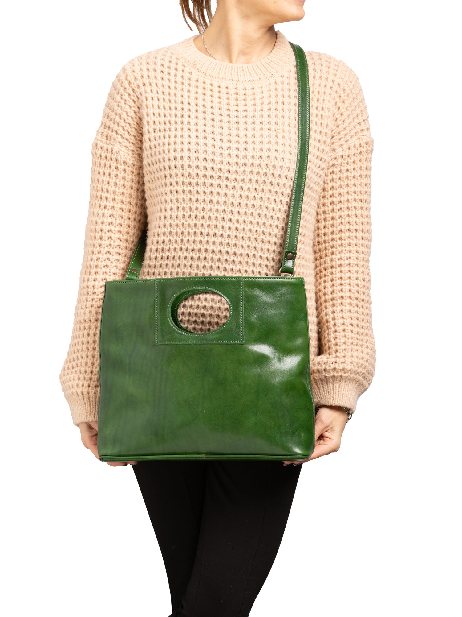 Crossbody bag I Fratelli Women Genuine leather -Blu Verde
