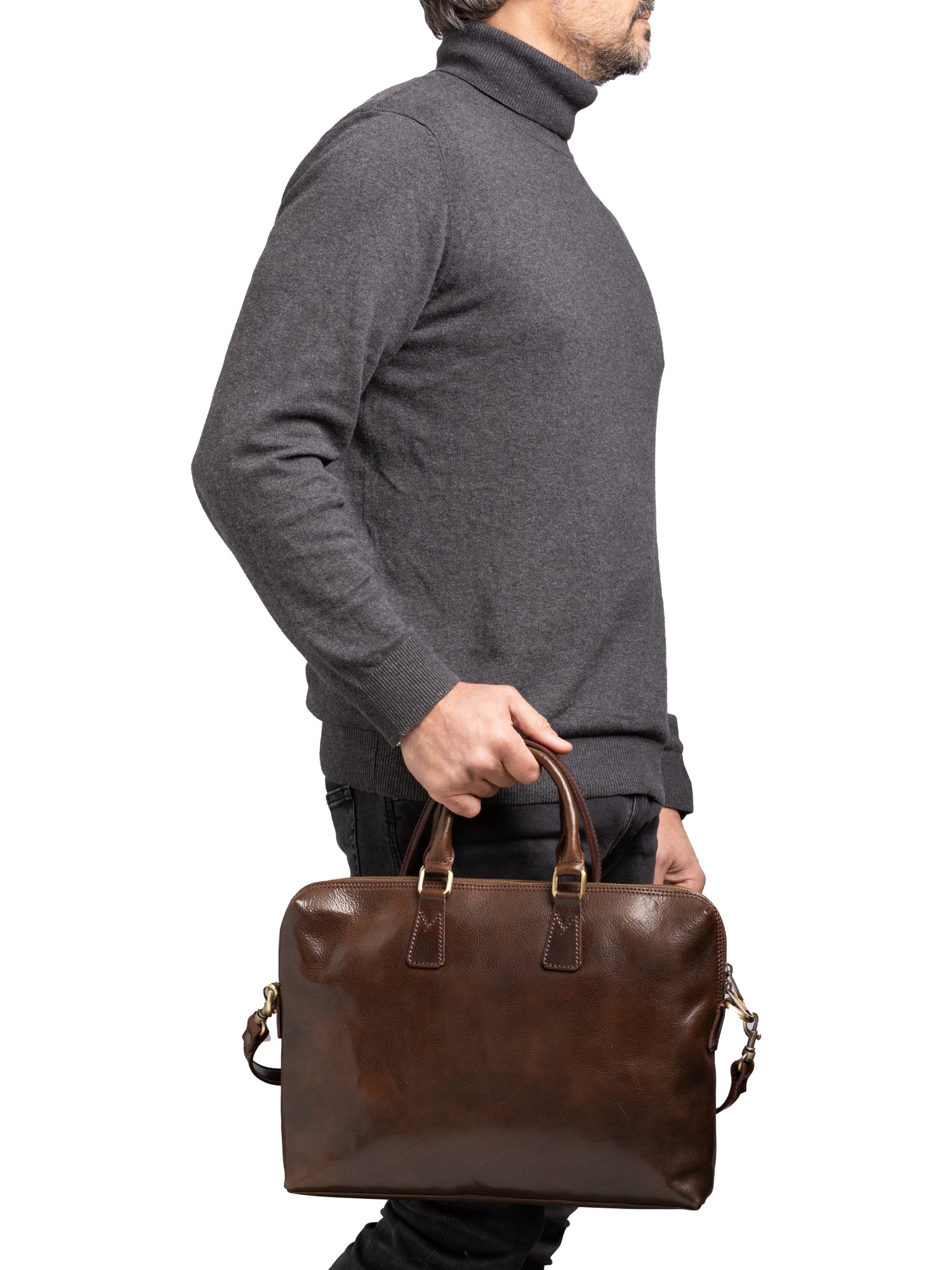 Briefcase I Fratelli Men Genuine leather -Blu Testa di moro