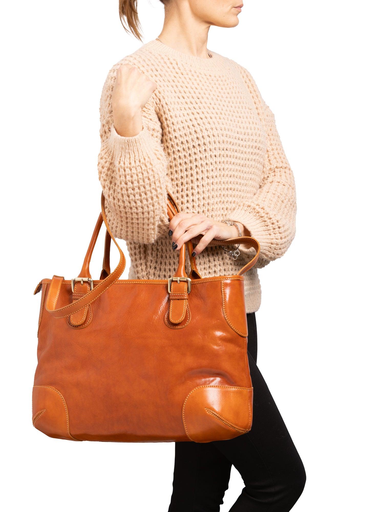 Crossbody bag I Fratelli Women Genuine leather -Tmoro Cognac