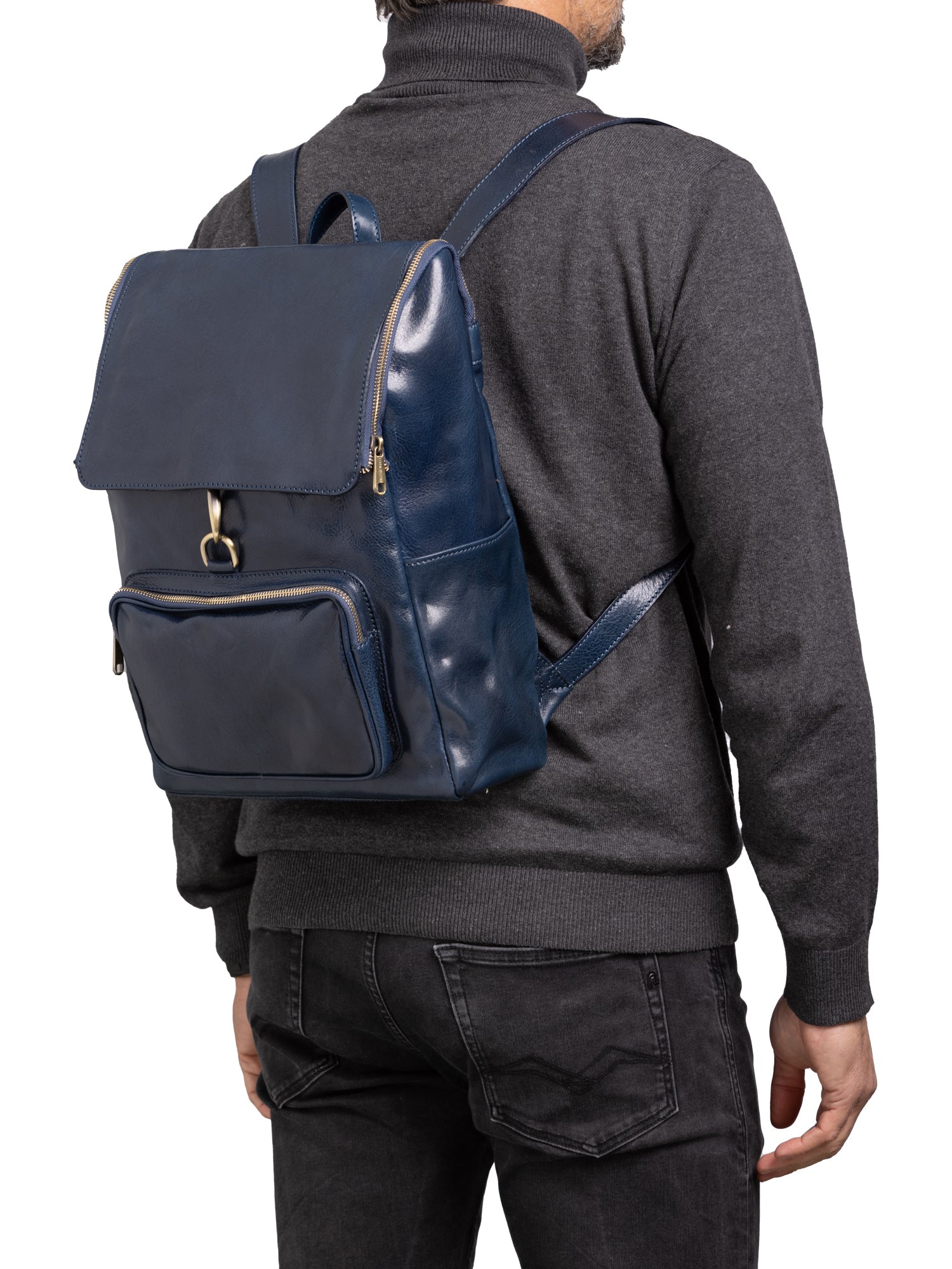 Shoulder Bag I Fratelli Women Genuine leather -Nero Blu