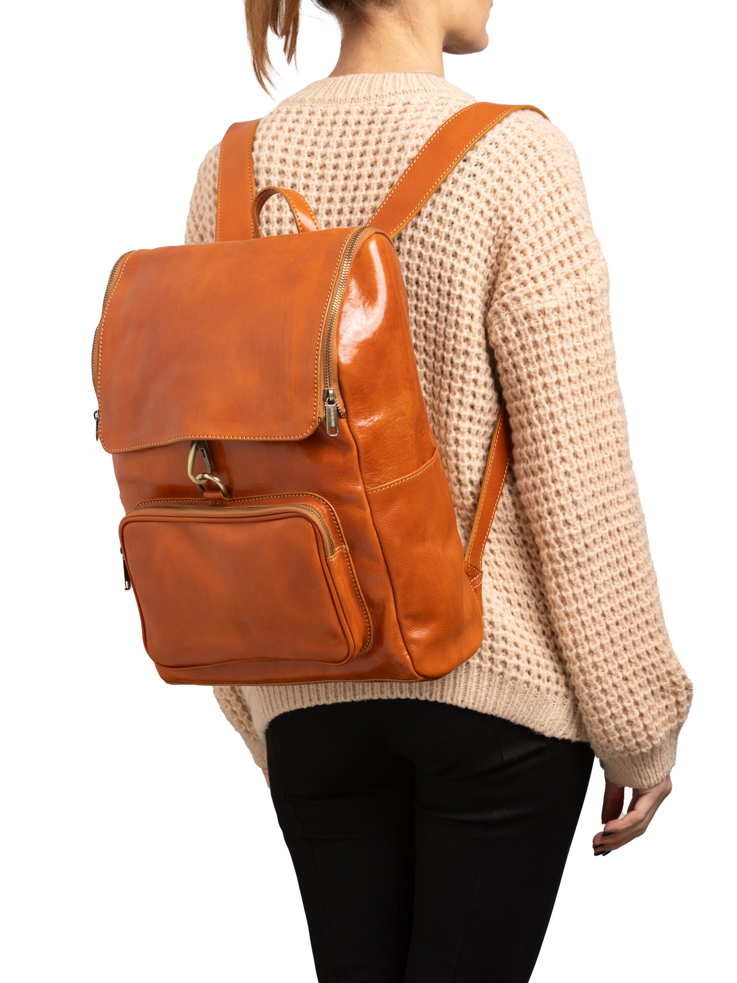 Shoulder Bag I Fratelli Women Genuine leather -Nero Cognac