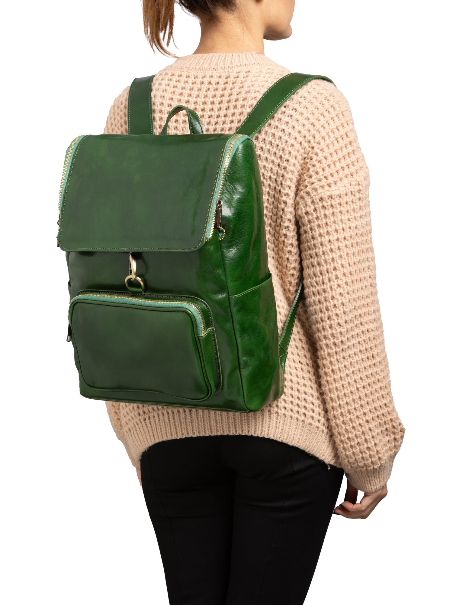 Shoulder Bag I Fratelli Women Genuine leather -Nero Verde