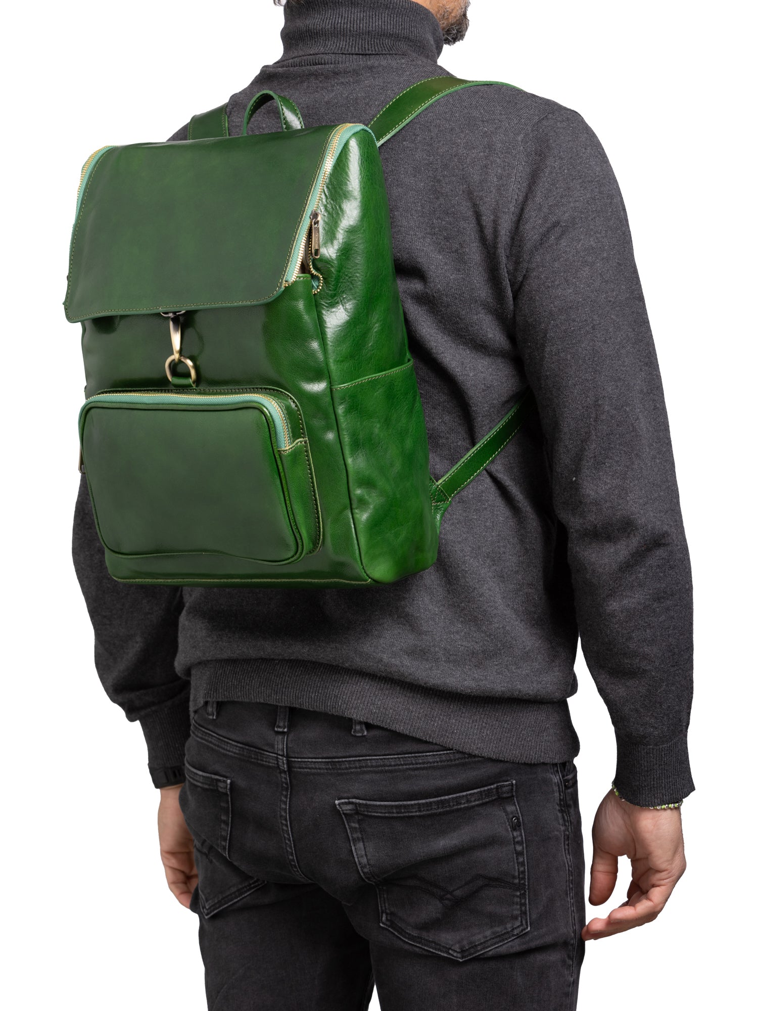 Shoulder Bag I Fratelli Women Genuine leather -Nero Verde
