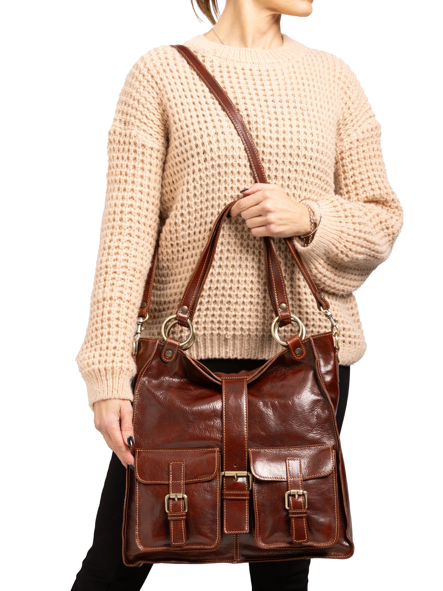 Shoulder Bag I Fratelli Women Genuine leather -Rosso Marrone