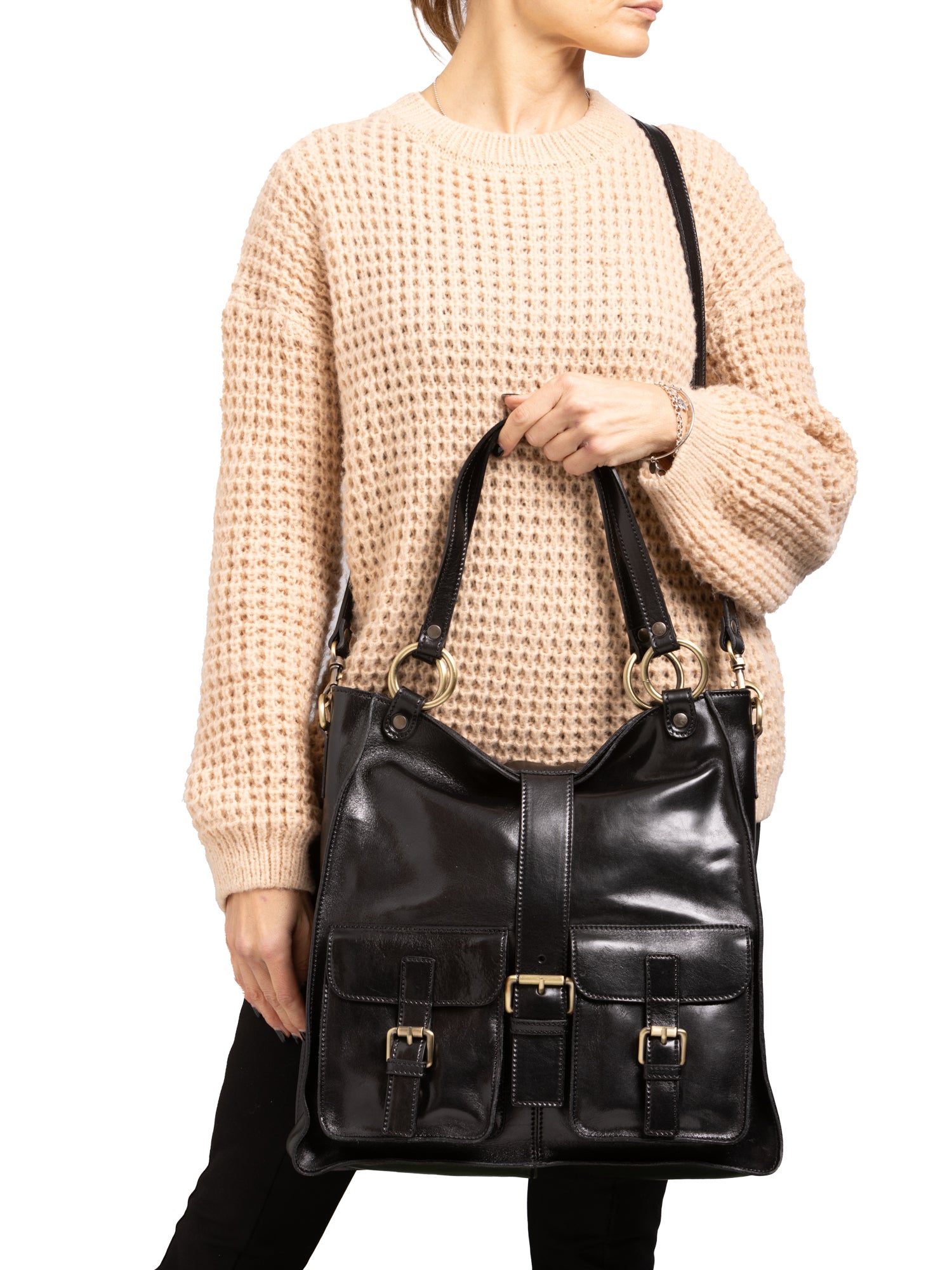 Shoulder Bag I Fratelli Women Genuine leather -Rosso Nero