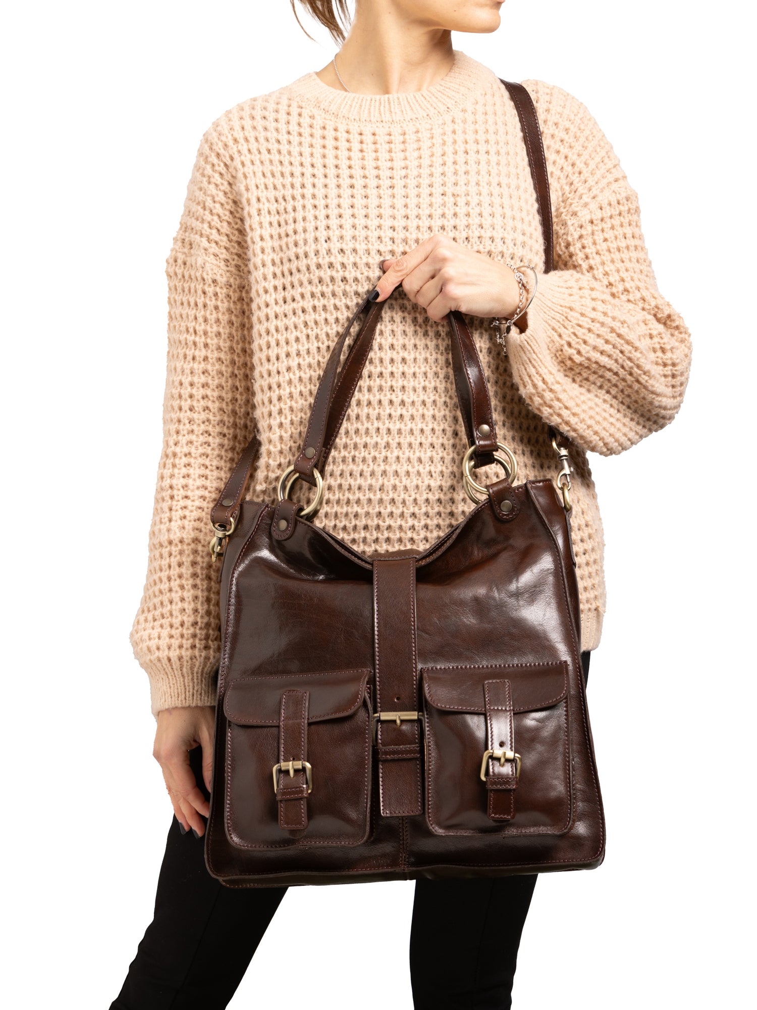 Shoulder Bag I Fratelli Women Genuine leather -Rosso Testa di moro