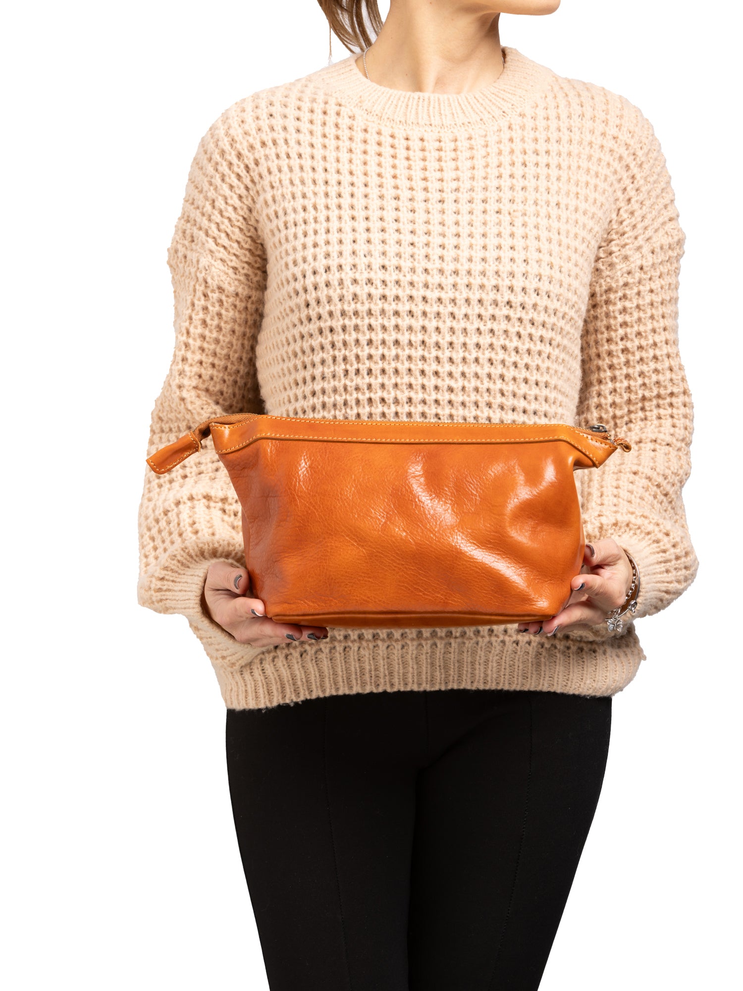 Clutch Bag I Fratelli Unisex Genuine leather -Rosso Cognac