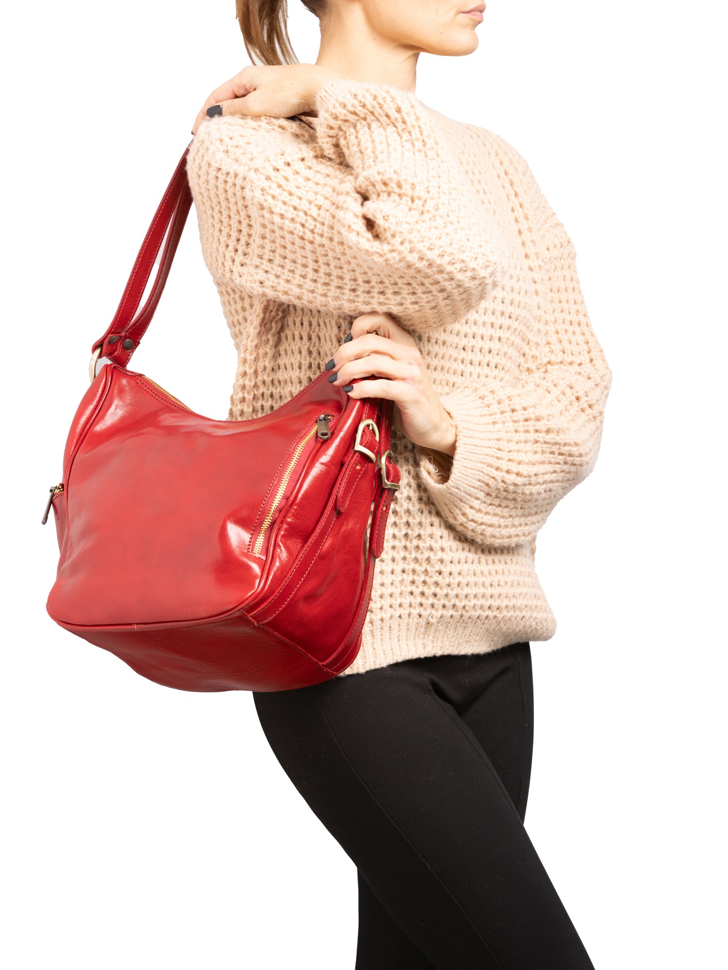 Shoulder Bag I Fratelli Women Genuine leather -Cognac Rosso