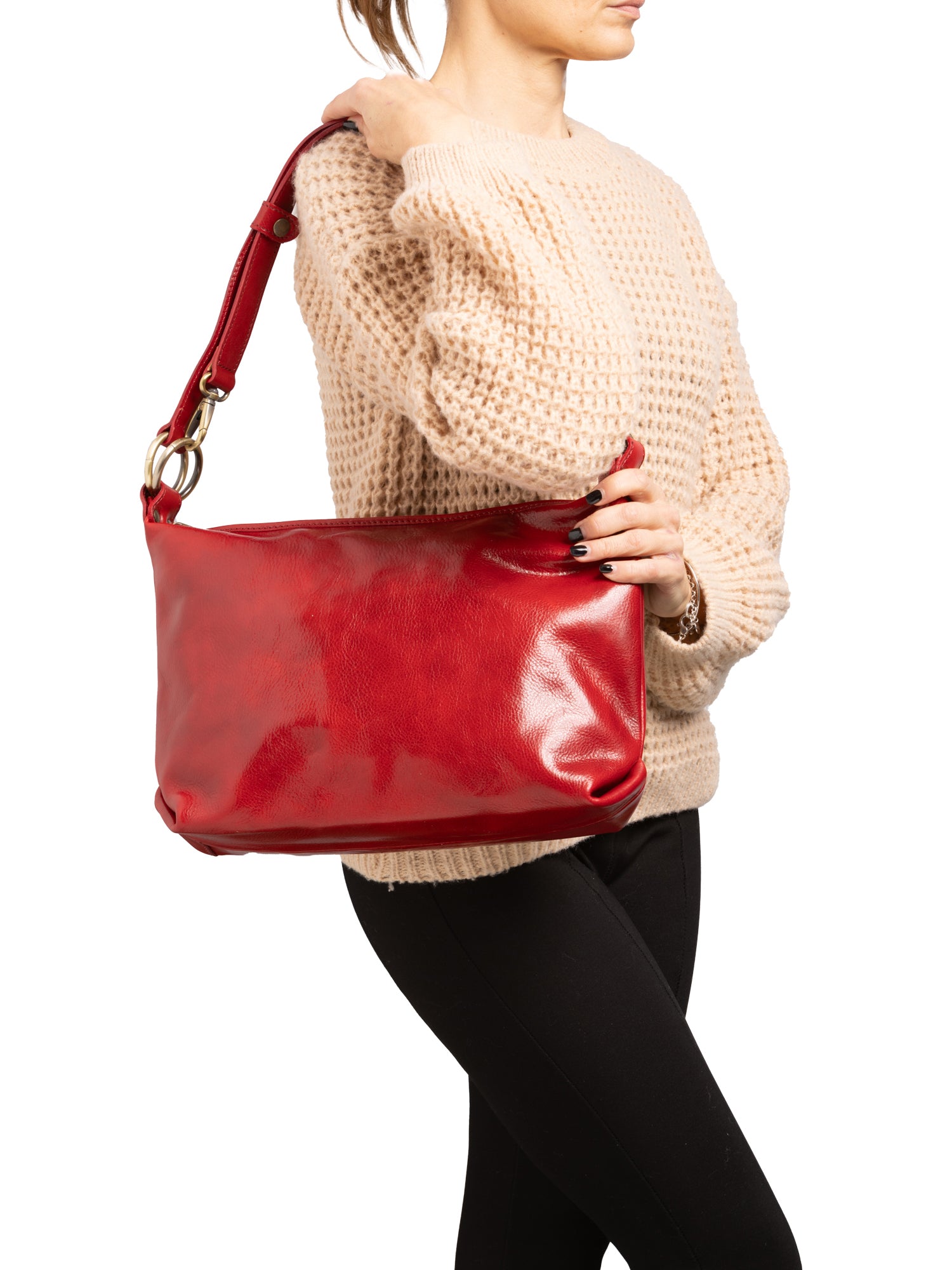 Shoulder Bag I Fratelli Women Genuine leather -Cognac Rosso