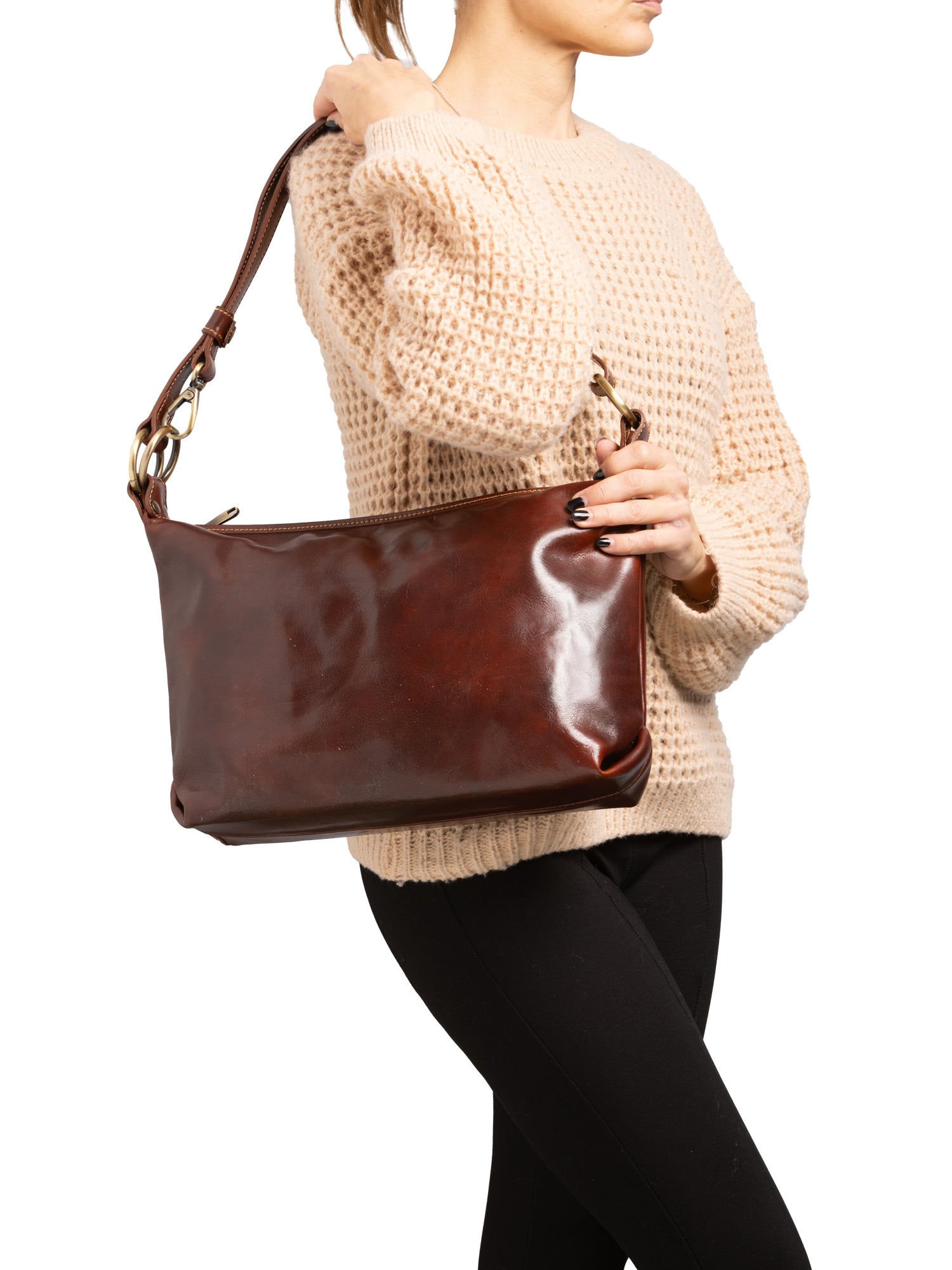Shoulder Bag I Fratelli Women Genuine leather -Cognac Testa di moro