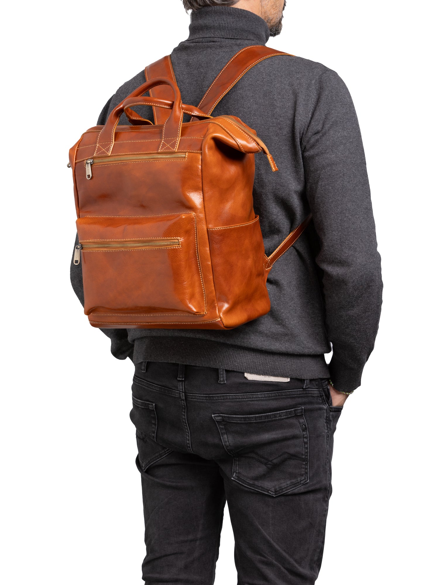 Crossbody bag I Fratelli Men Genuine leather -Cognac Cognac