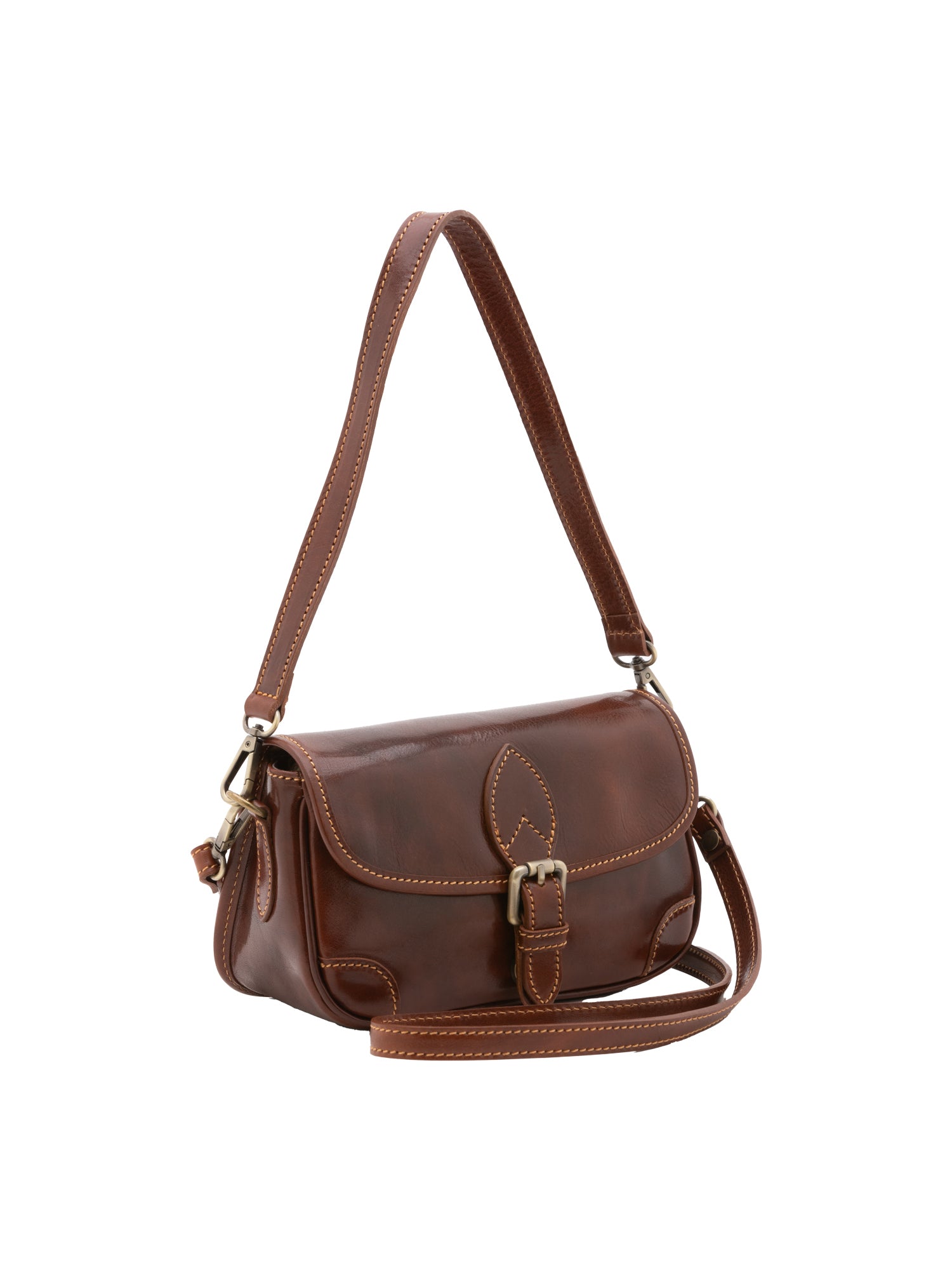 Shoulder Bag I Fratelli Women Genuine leather -Cognac Marrone