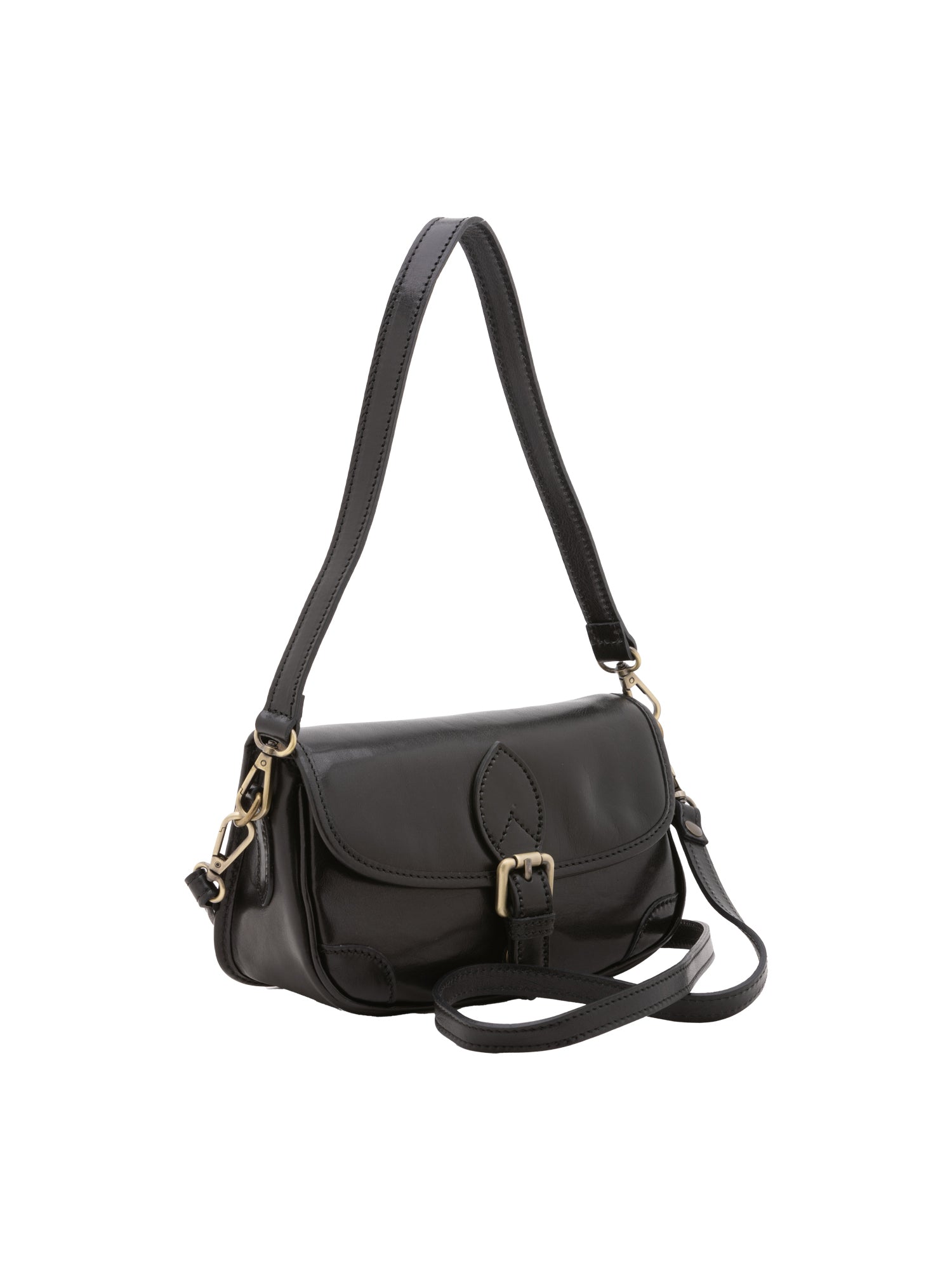 Shoulder Bag I Fratelli Women Genuine leather -Cognac Nero