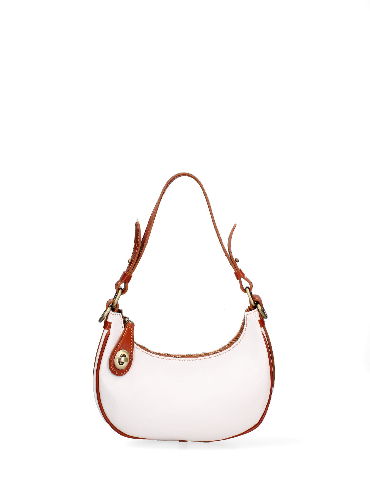 Shoulder Bag I Fratelli Women Genuine leather -Cognac Bianco