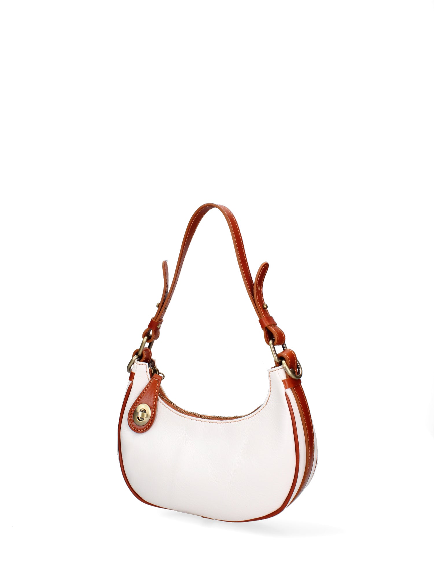 Shoulder Bag I Fratelli Women Genuine leather -Cognac Bianco
