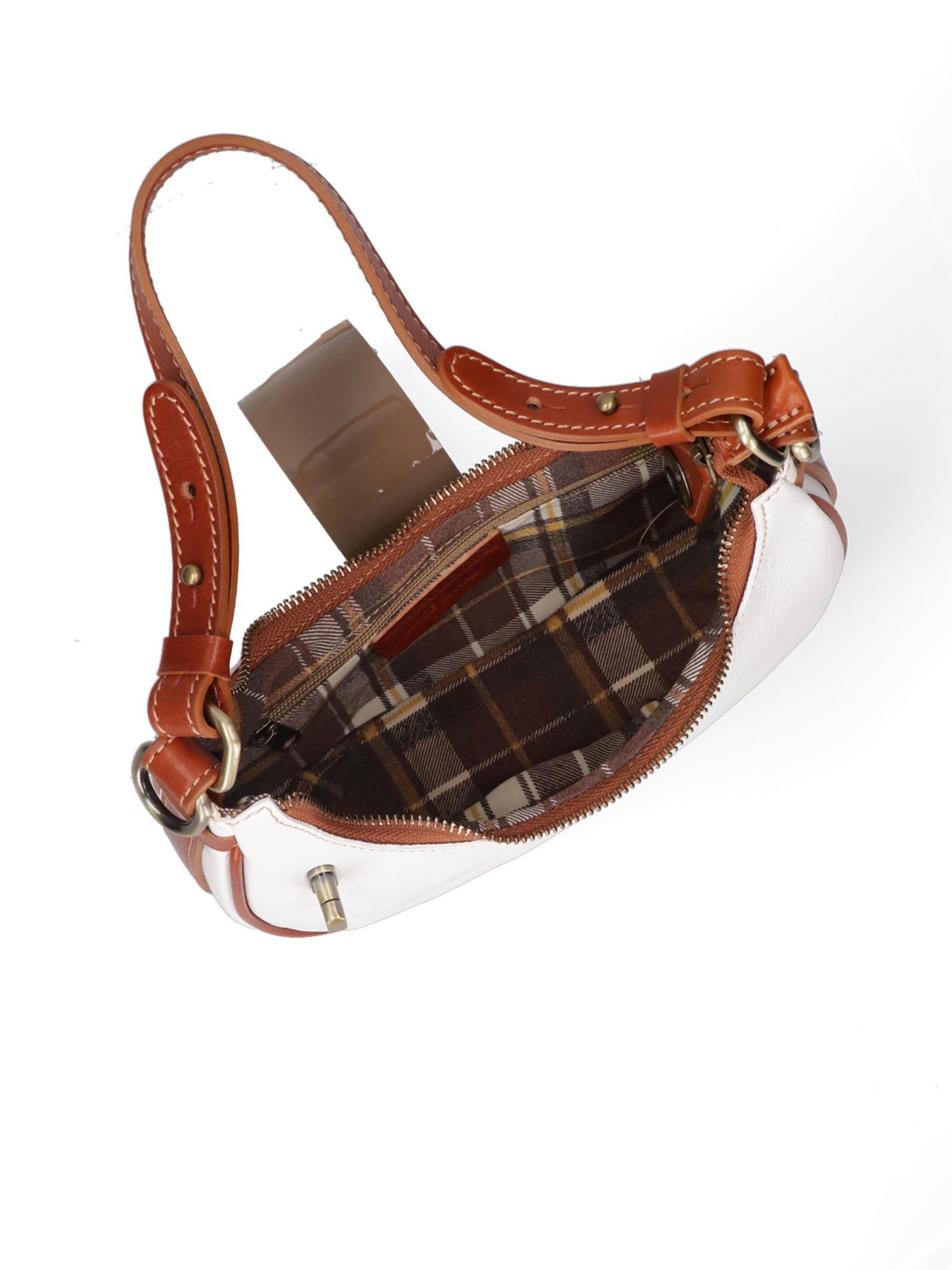 Shoulder Bag I Fratelli Women Genuine leather -Cognac Bianco
