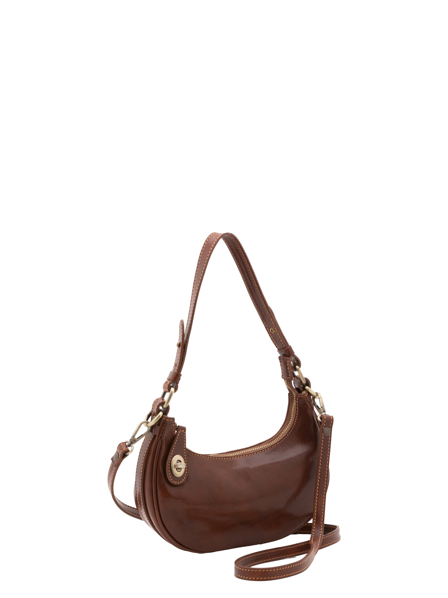 Shoulder Bag I Fratelli Women Genuine leather -Cognac Marrone