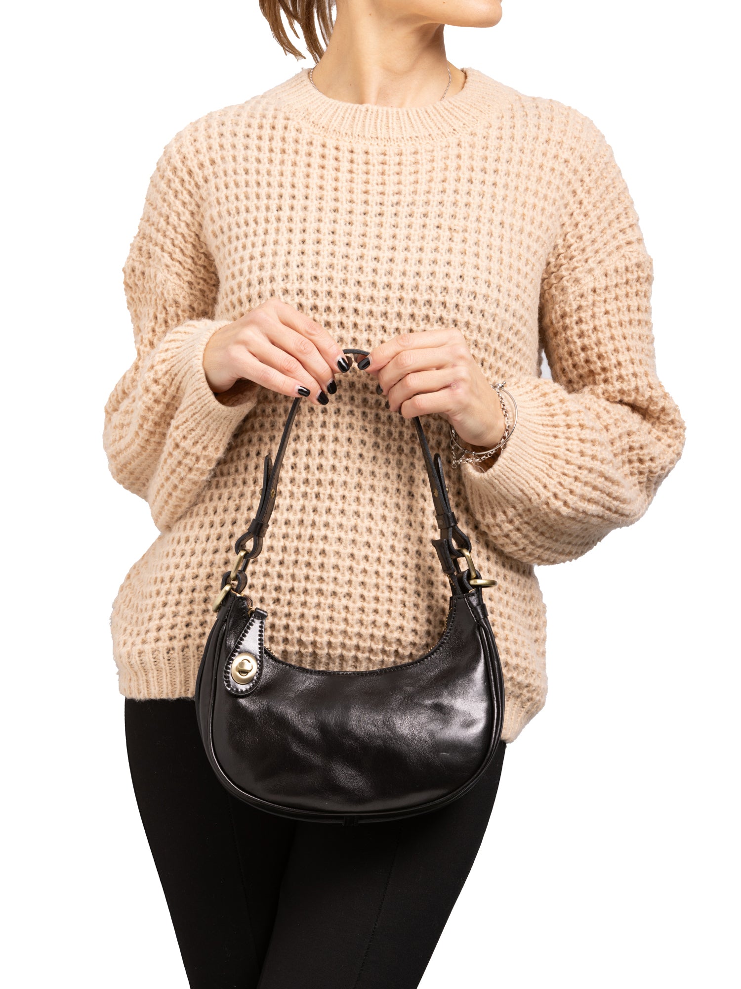 Shoulder Bag I Fratelli Women Genuine leather -Cognac Nero