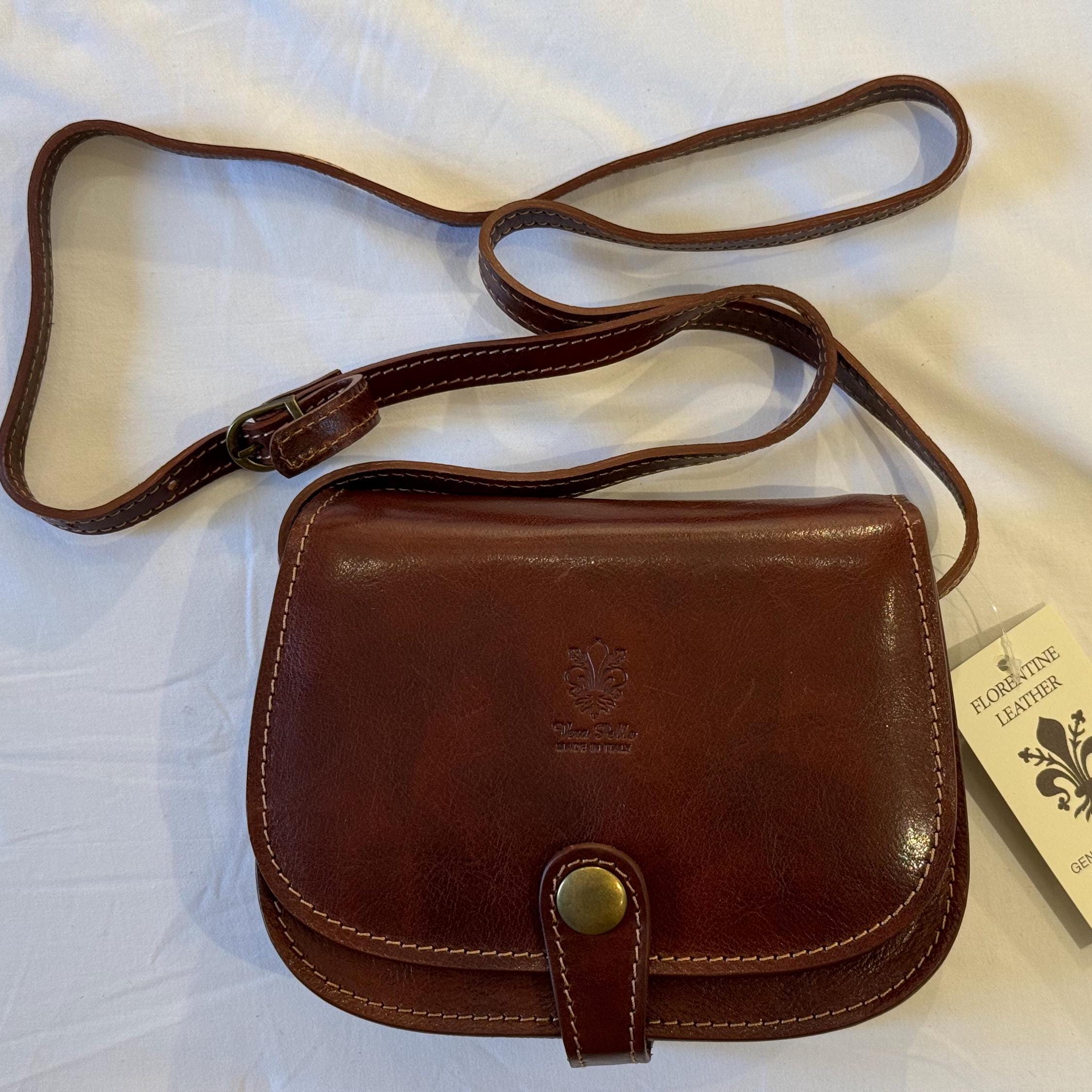 Handcrafted Italian Brown Leather Crossbody Bag