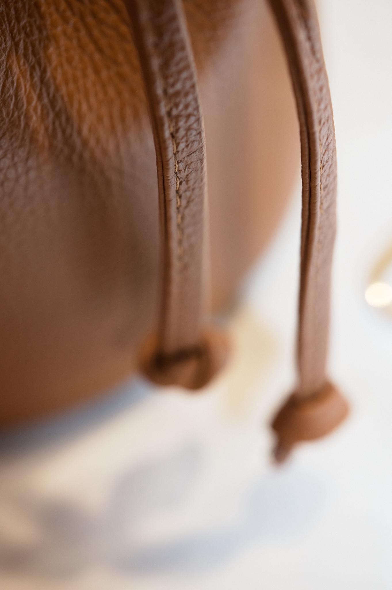 Italian Handmade Leather Bucket Bag | Elegant Caramel Brown with Gold Details | From Florence, Made in Italy