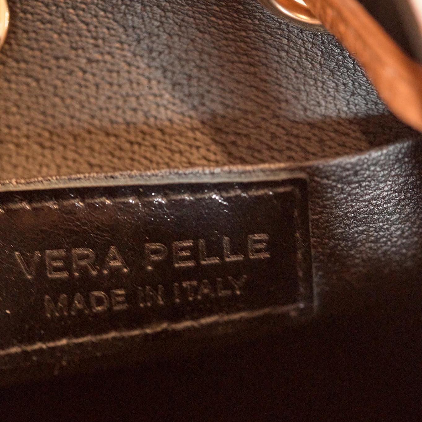 Italian Handmade Leather Bucket Bag | Elegant Caramel Brown with Gold Details | From Florence, Made in Italy