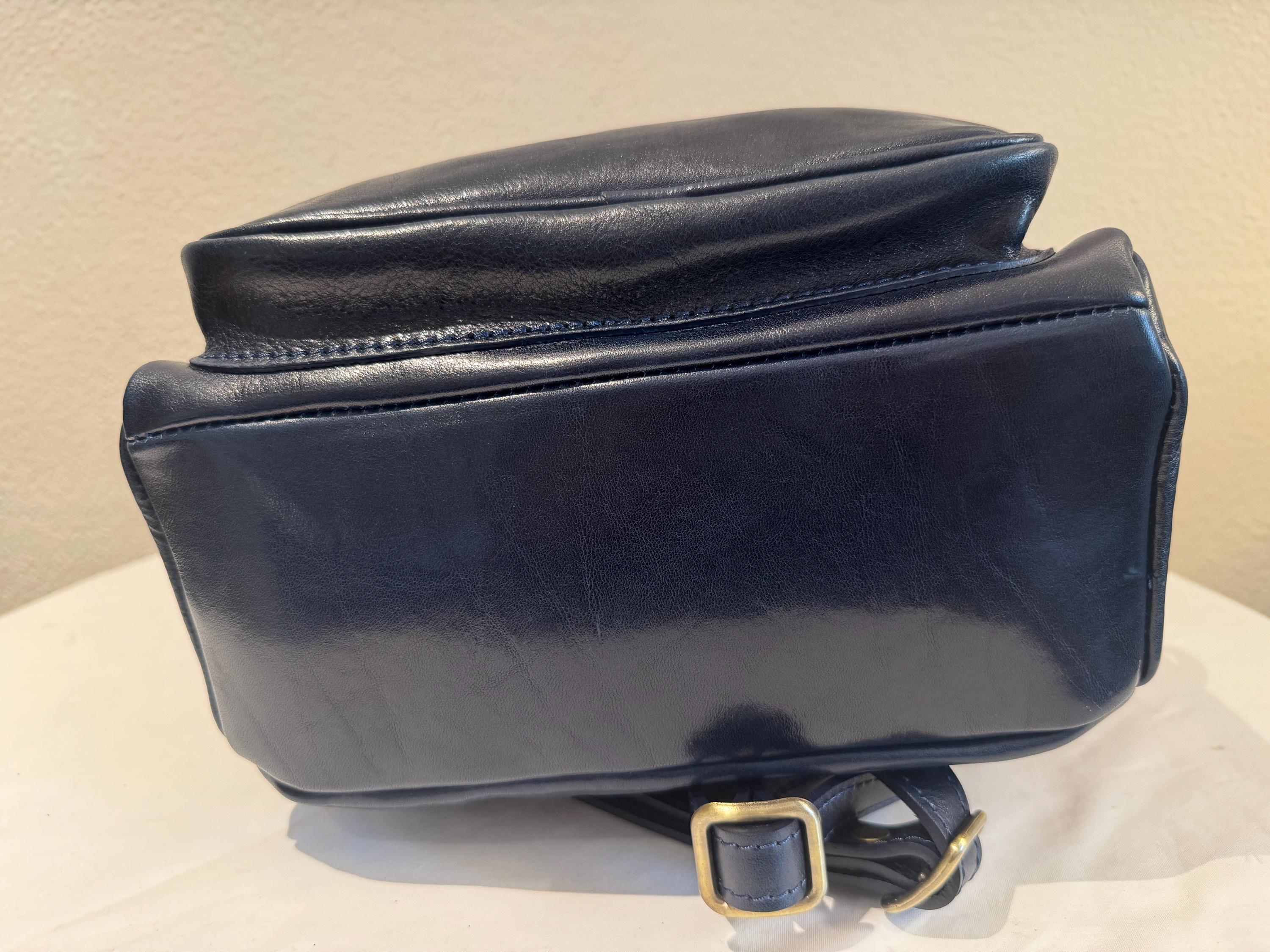 Italian Handmade Leather Backpack for Women | Elegant Leather Backpack from Florence, Navy Blue Bag, Made in Italy