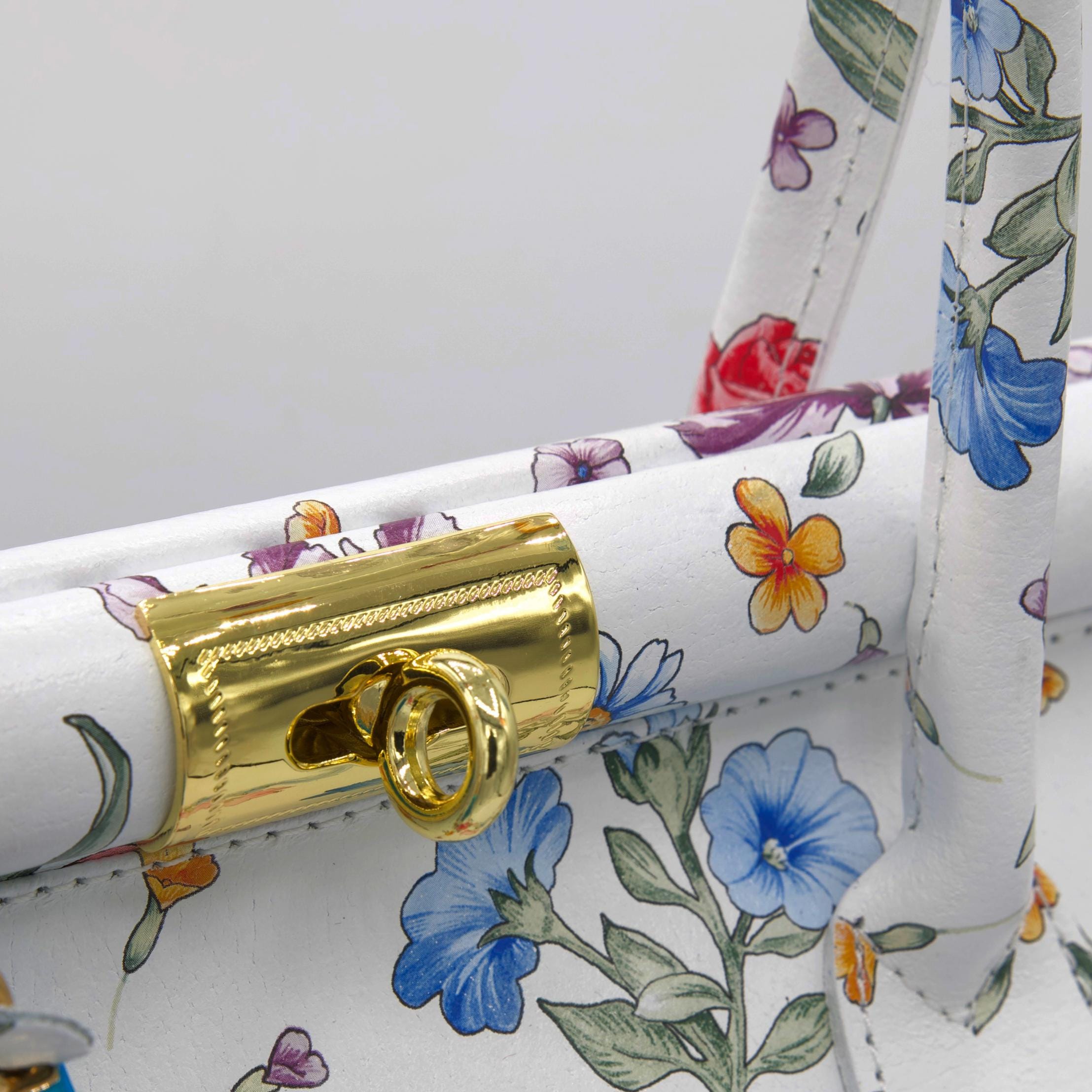 Italian Handmade Leather Bags For Women | Elegant White Floral Leather Tote Bag From Florence, Made in Italy