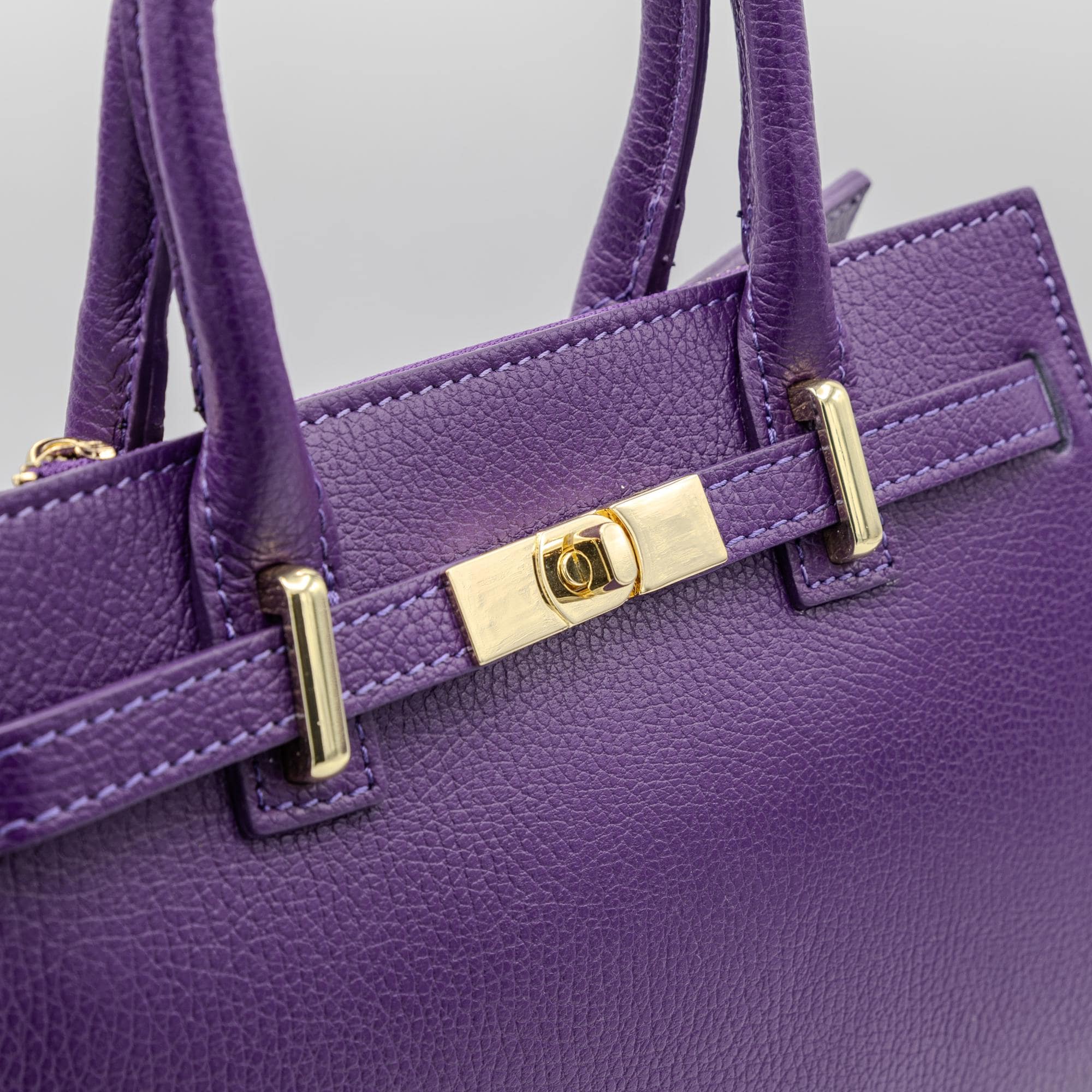 Italian Handmade Leather Bag For Women | Elegant Leather Tote Bag From Florence,Purple Bag, Made in Italy