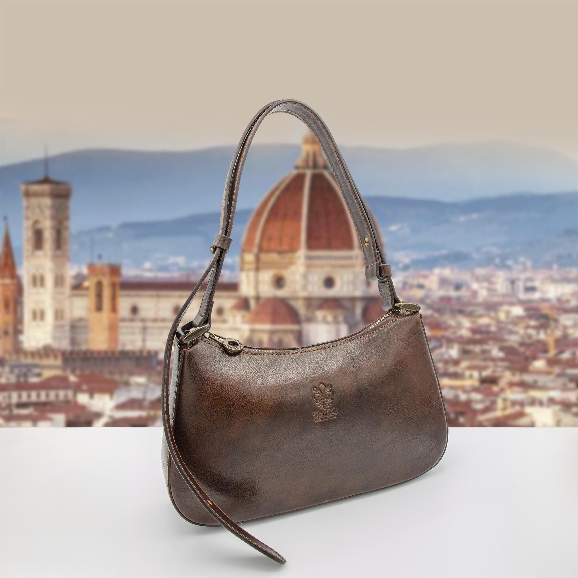 Italian Handmade Leather Bags for Women | Elegant Vintage Shoulder Bag from Florence, Brown Crossbody, Made in Italy