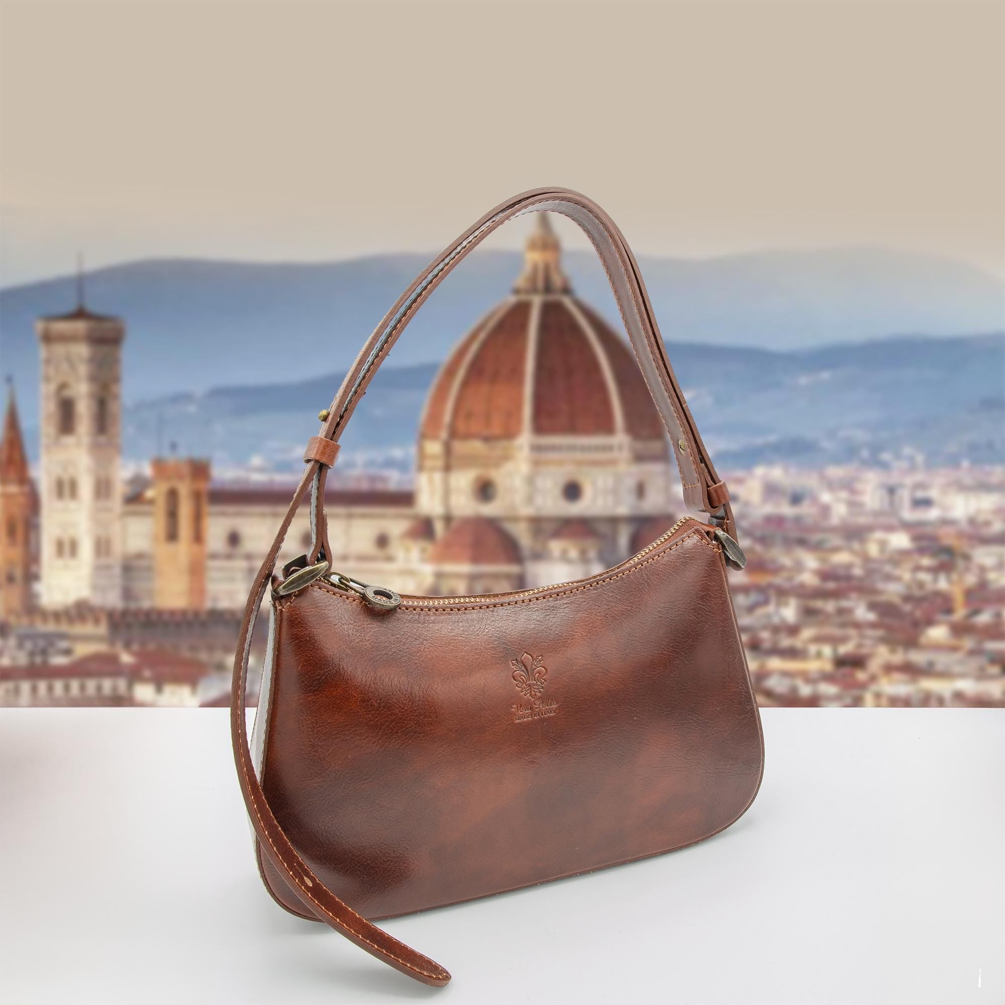 Italian Handmade Leather Bags For Women | Vintage Leather Shoulder Bag From Florence, Brown Bag, Made in Italy
