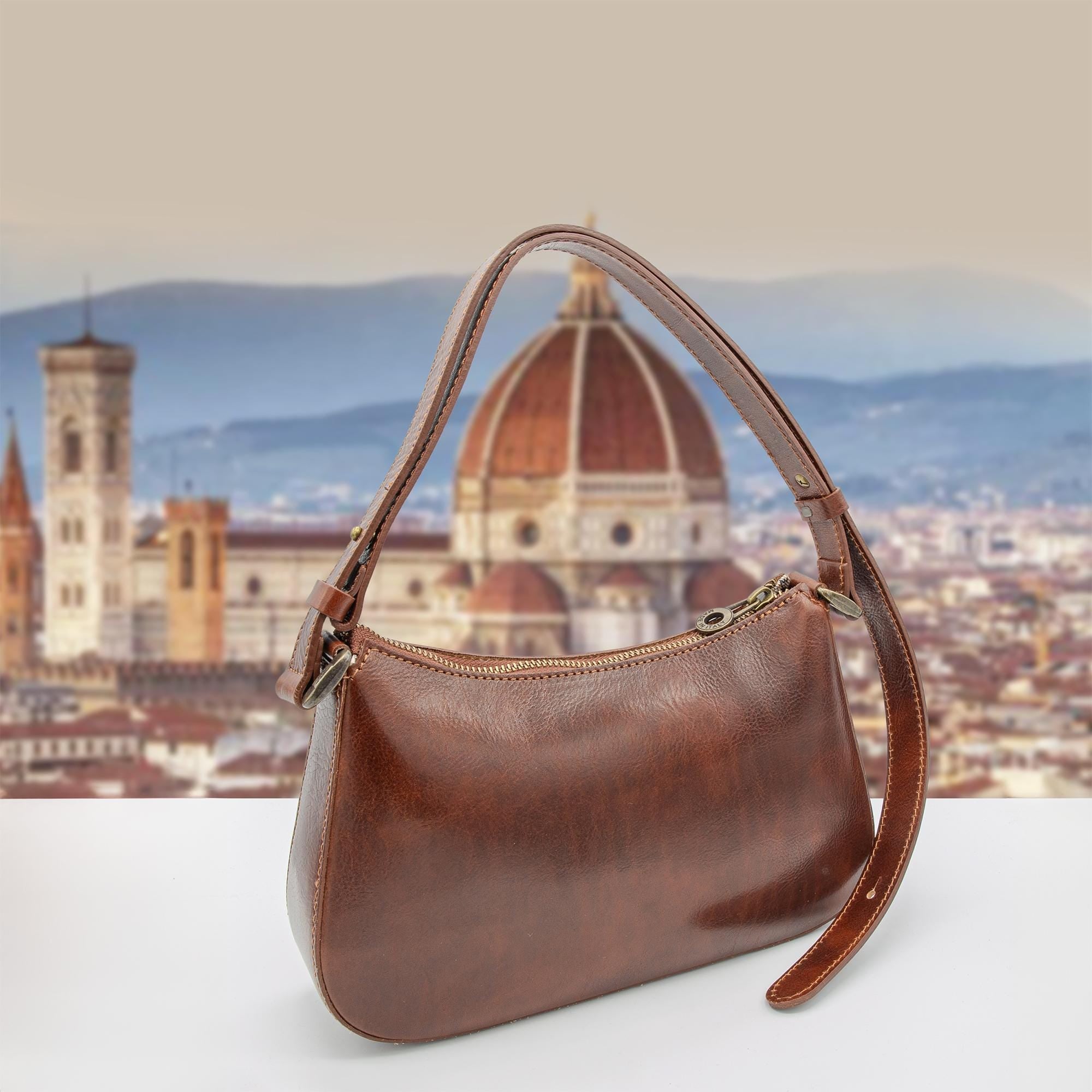 Italian Handmade Leather Bags For Women | Vintage Leather Shoulder Bag From Florence, Brown Bag, Made in Italy