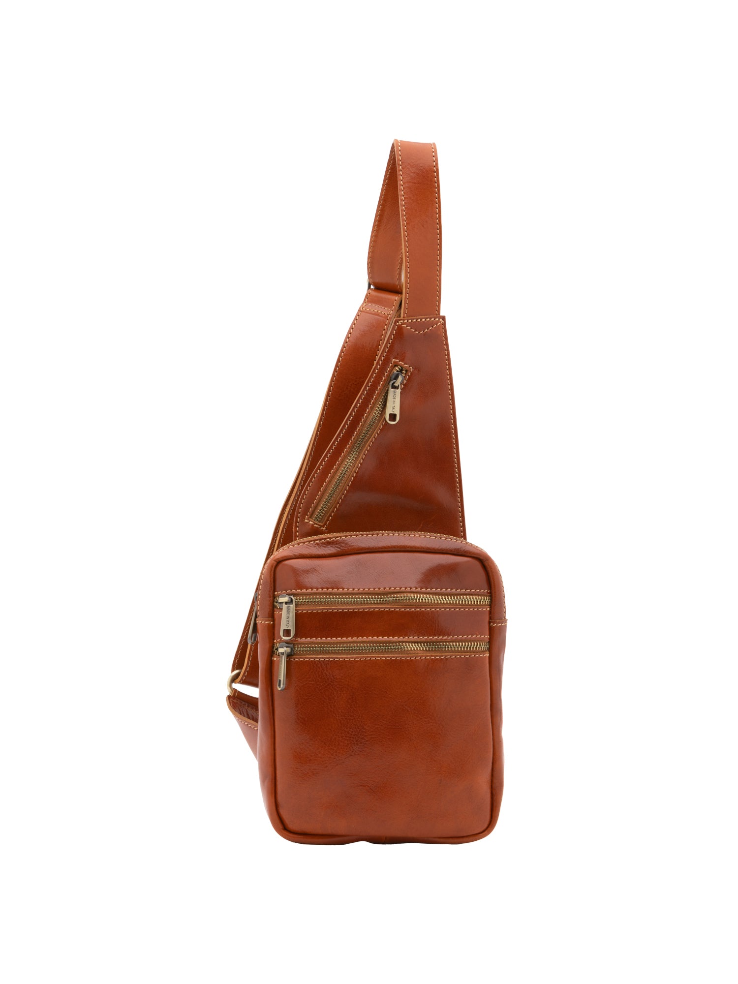 Crossbody bag I Fratelli Men Genuine leather -Marrone Cognac