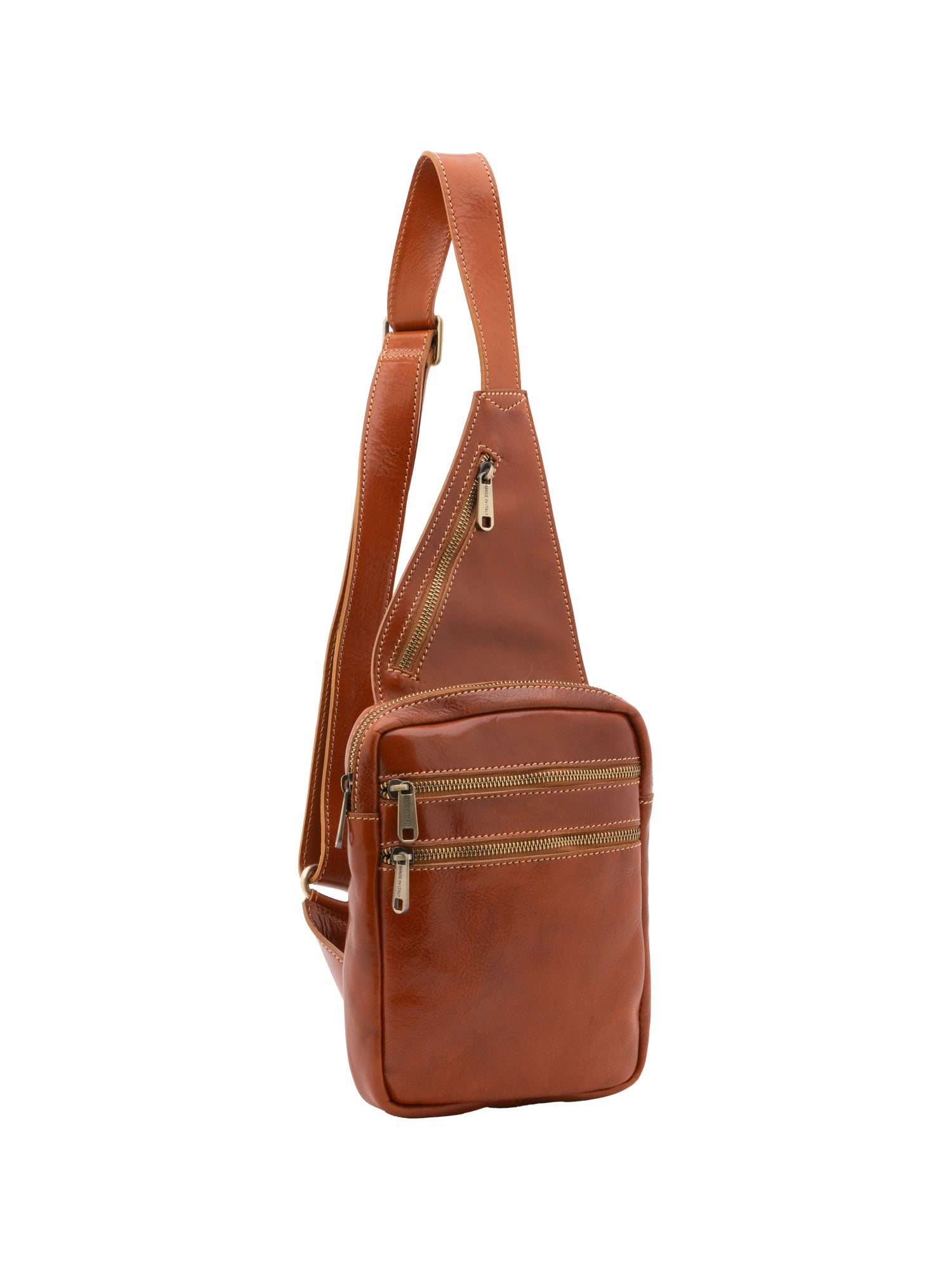 Crossbody bag I Fratelli Men Genuine leather -Marrone Cognac