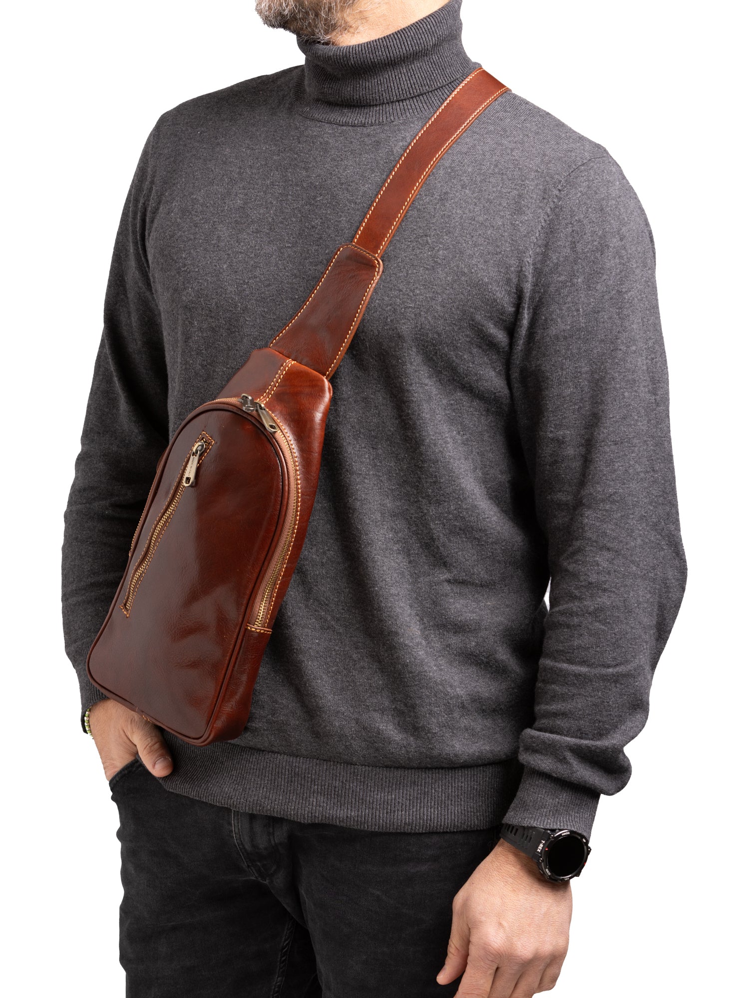 Crossbody bag I Fratelli Men Genuine leather -Tmoro Marrone