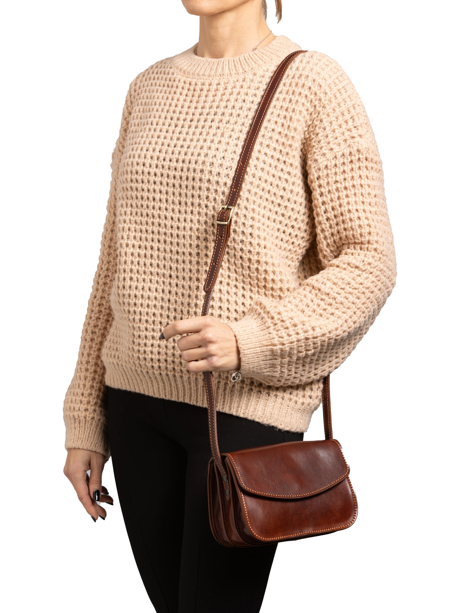 Crossbody bag I Fratelli Women Genuine leather -Rosso Marrone