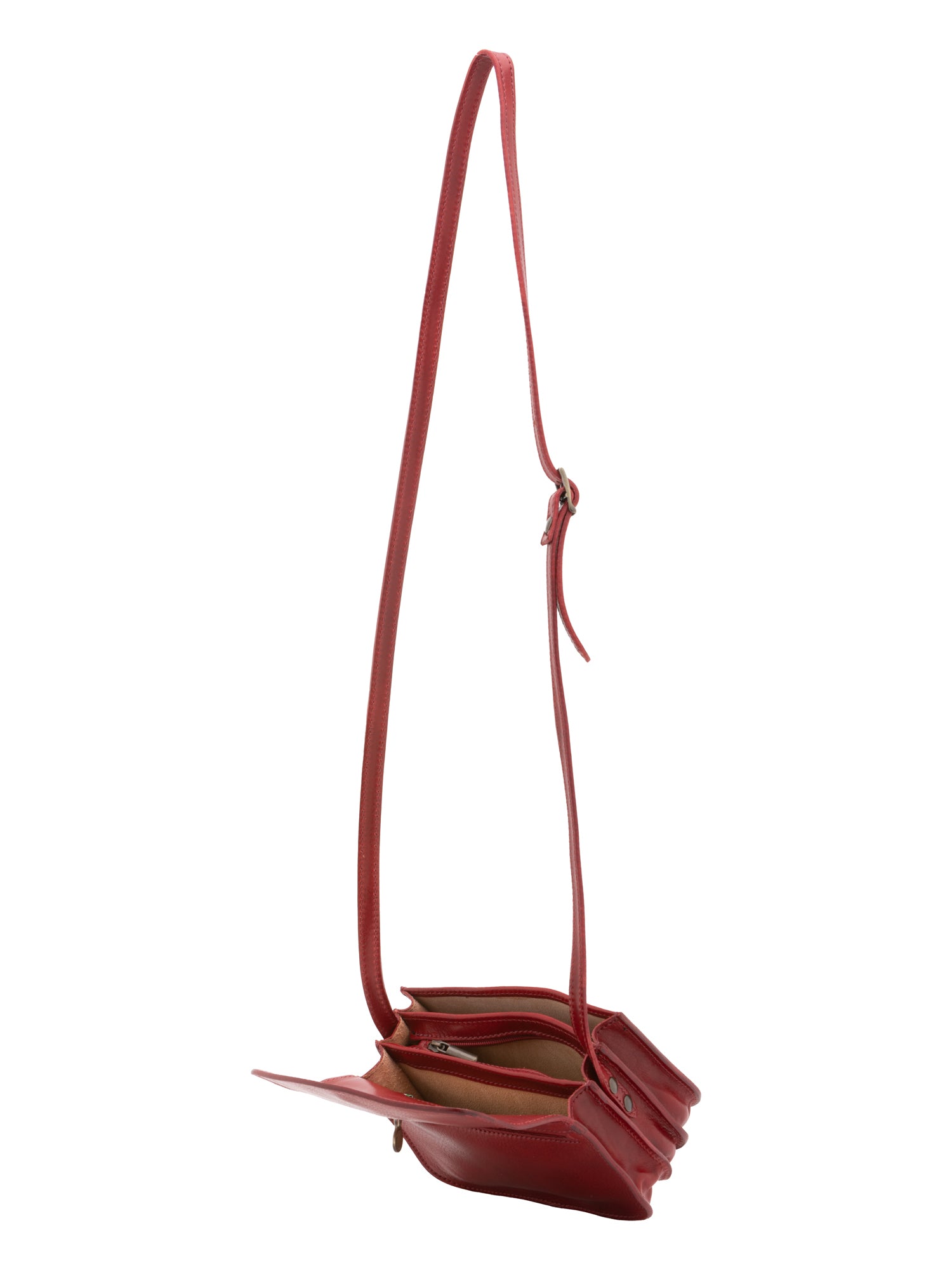 Crossbody bag I Fratelli Women Genuine leather -Rosso Rosso