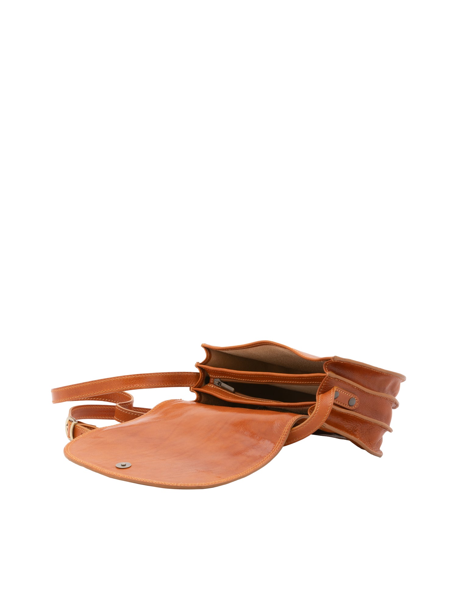 Crossbody bag I Fratelli Women Genuine leather -Rosso Cognac
