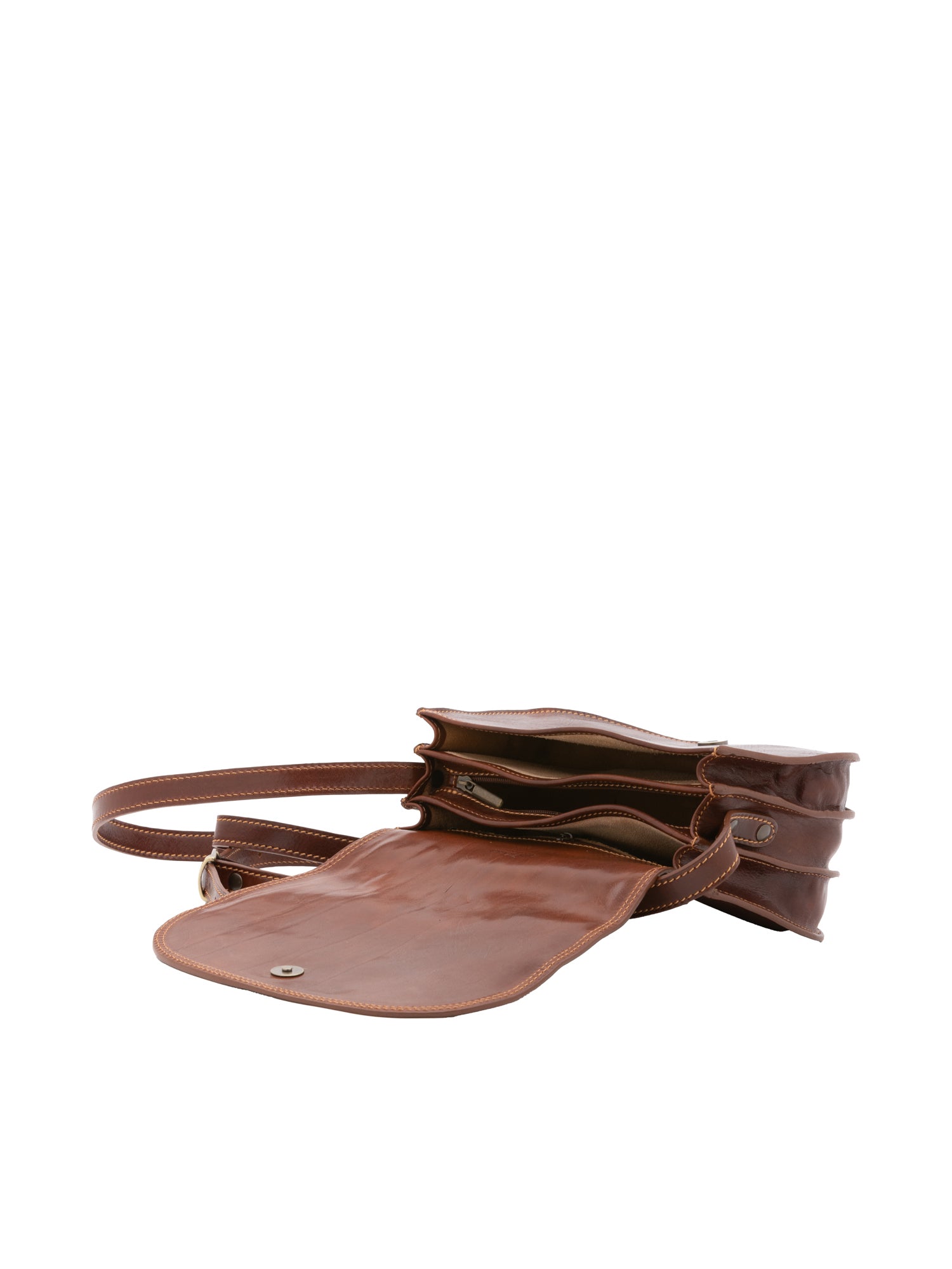 Crossbody bag I Fratelli Women Genuine leather -Rosso Marrone