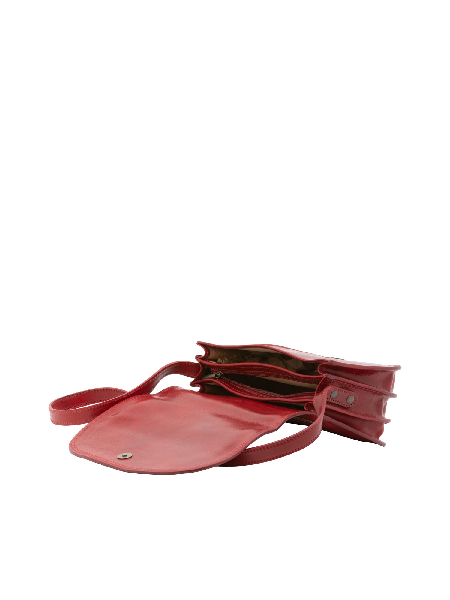Crossbody bag I Fratelli Women Genuine leather -Rosso Rosso